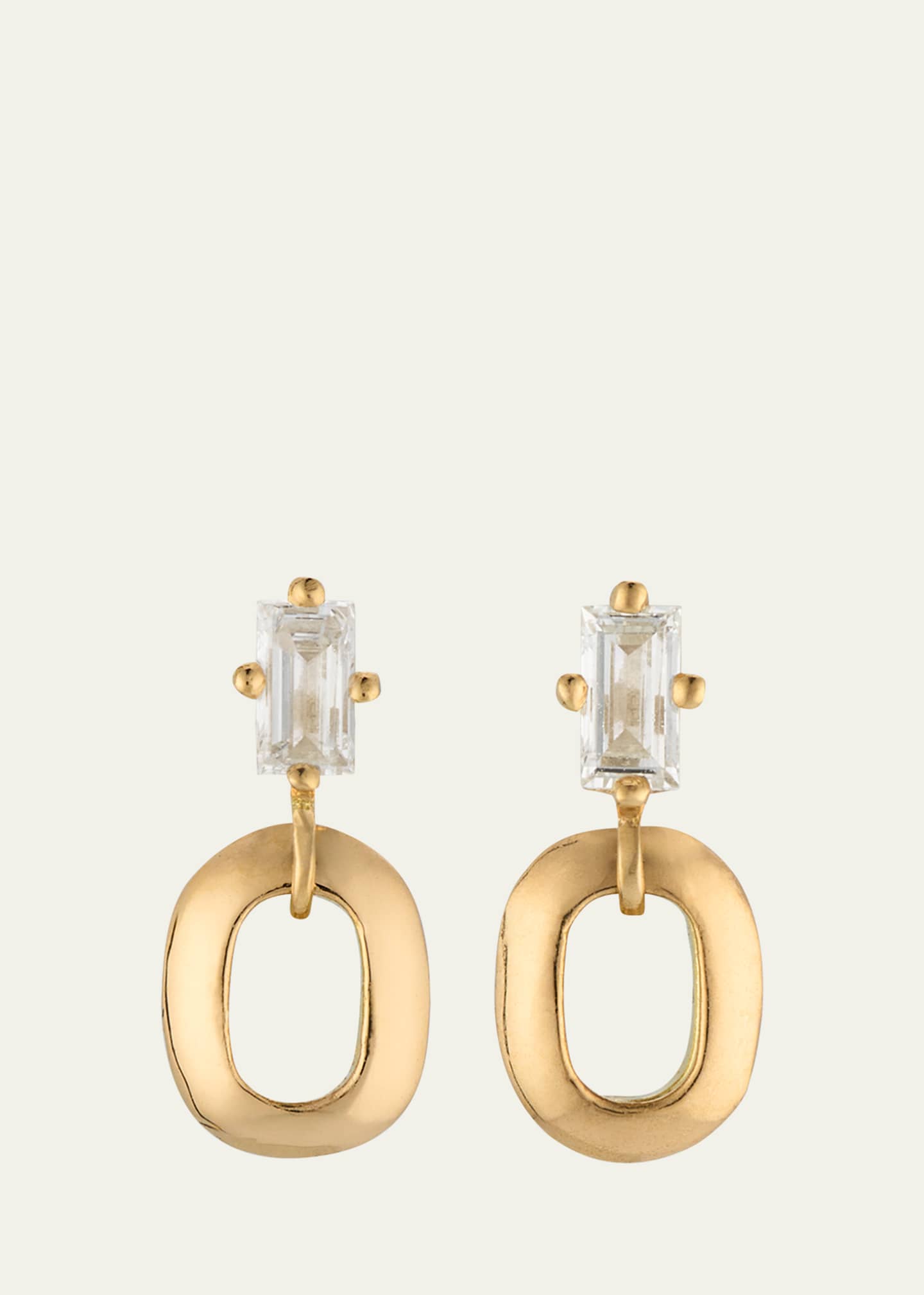 Lizzie Mandler Fine Jewelry 18K Yellow Gold Prong-Set Baguette Diamond Stud Earrings Image 1 of 4