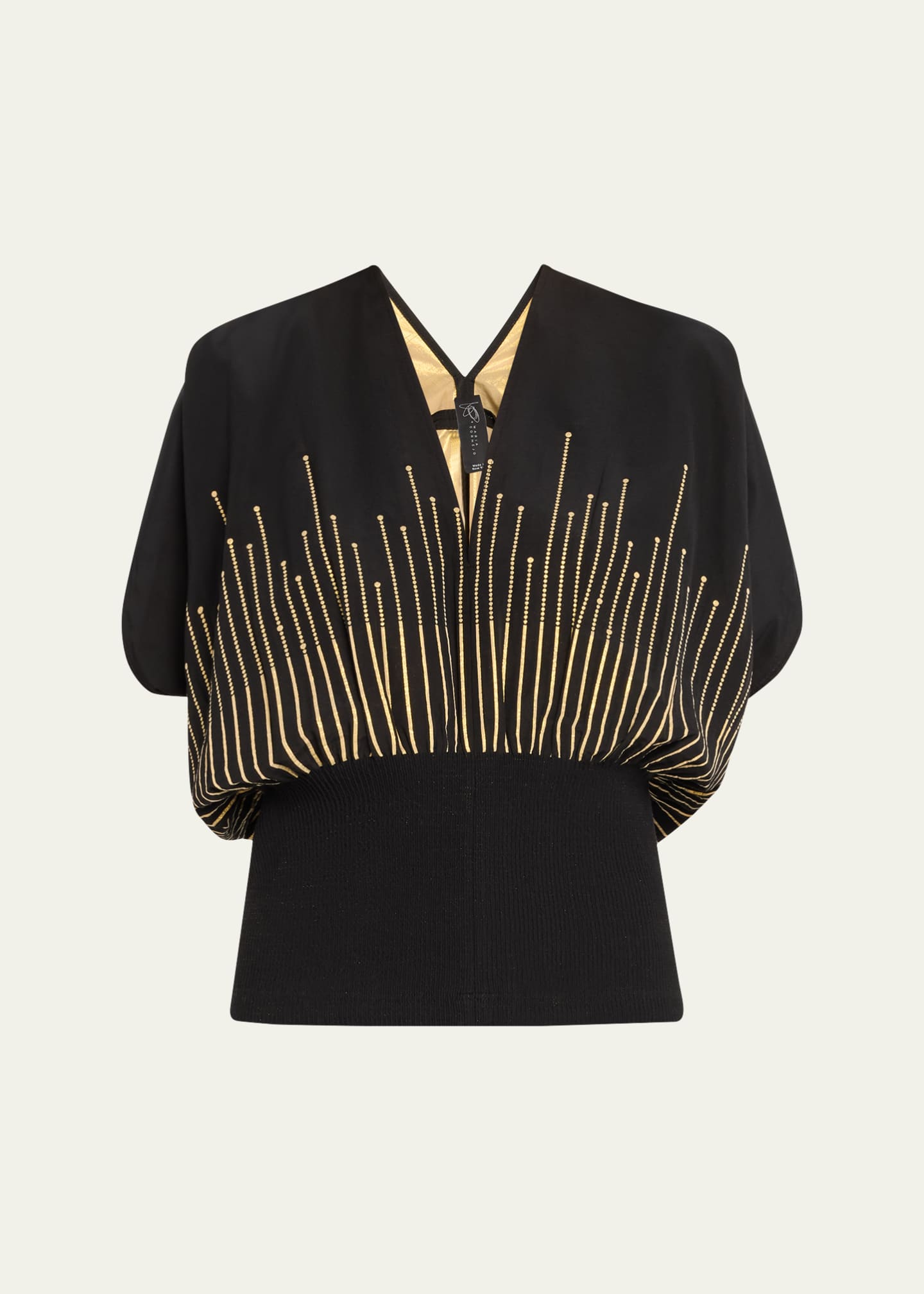 Zero + Maria Cornejo Eva Draped-Sleeve Smocked Top Image 1 of 5