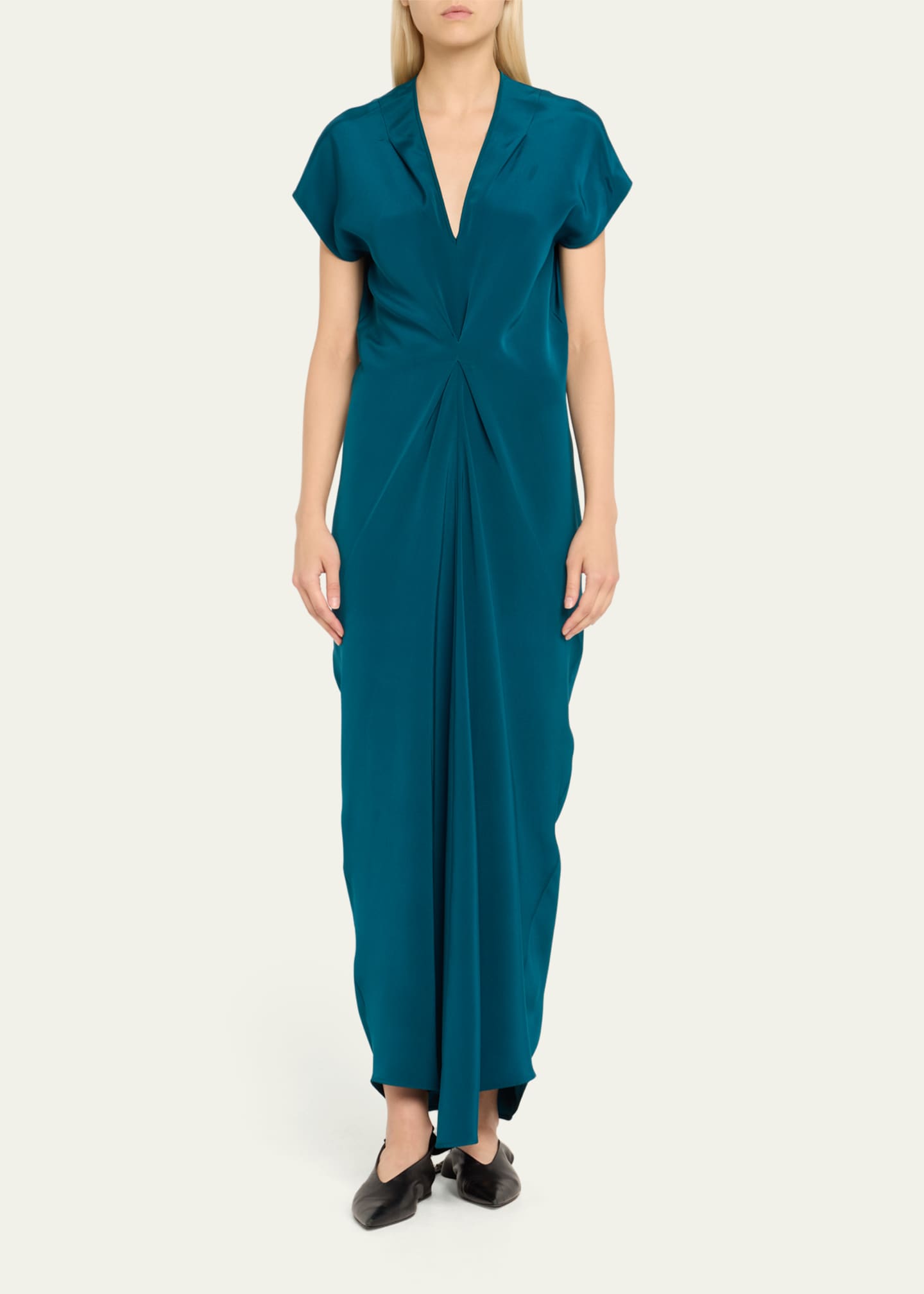 Zero + Maria Cornejo Long Muse Draped Silk Dress Image 2 of 5