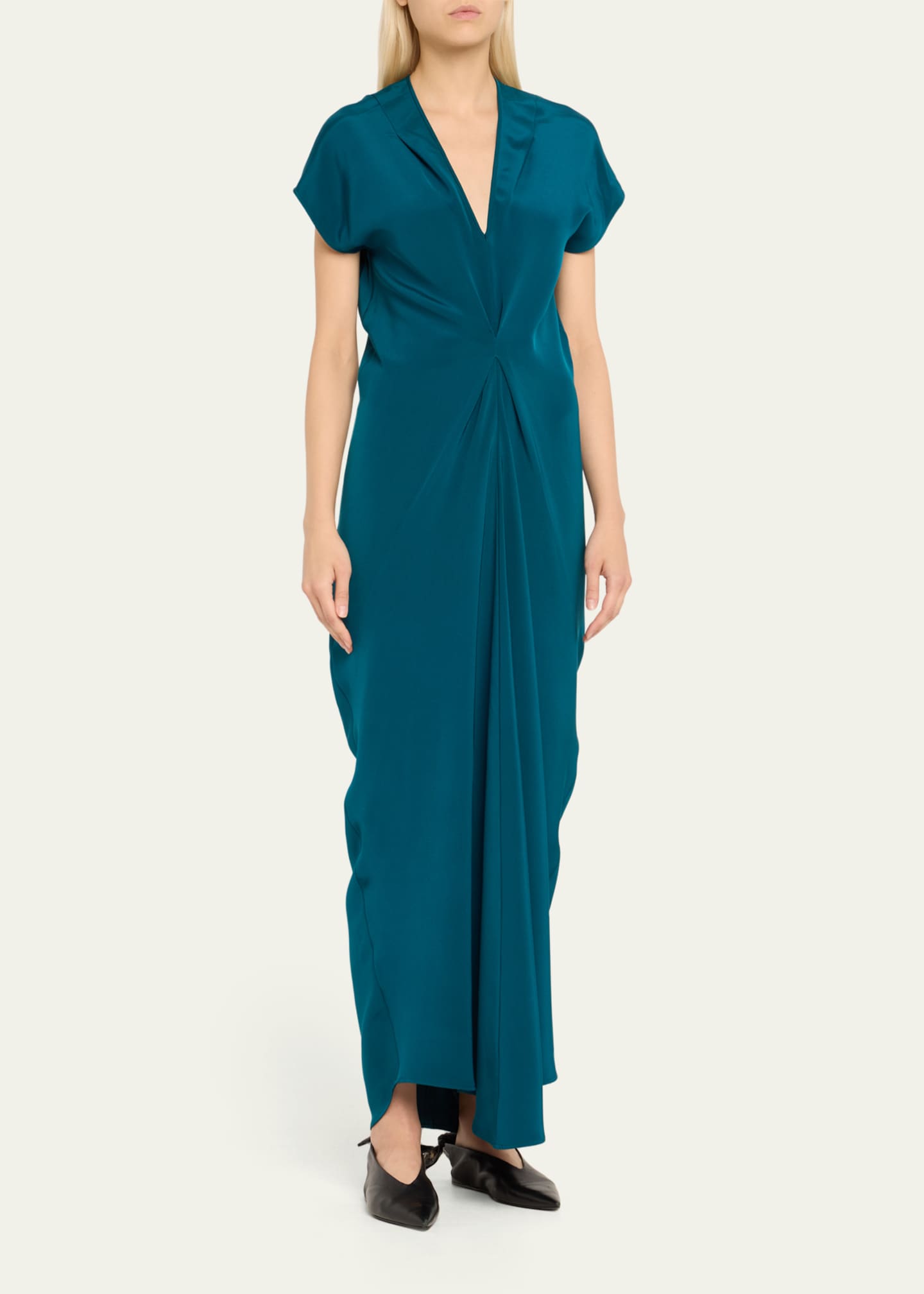 Zero + Maria Cornejo Long Muse Draped Silk Dress Image 4 of 5
