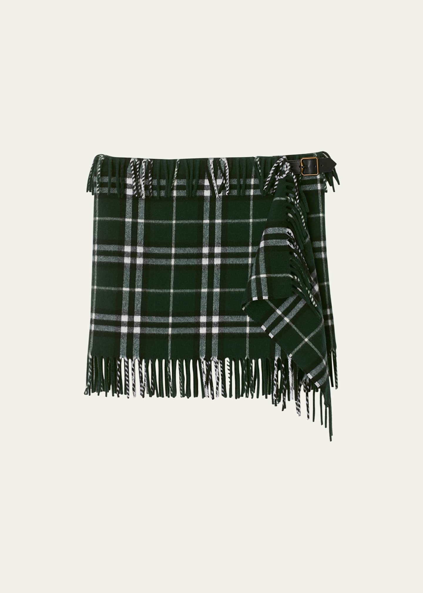 Burberry Check Mini Fringe Wool Cashmere Kilt