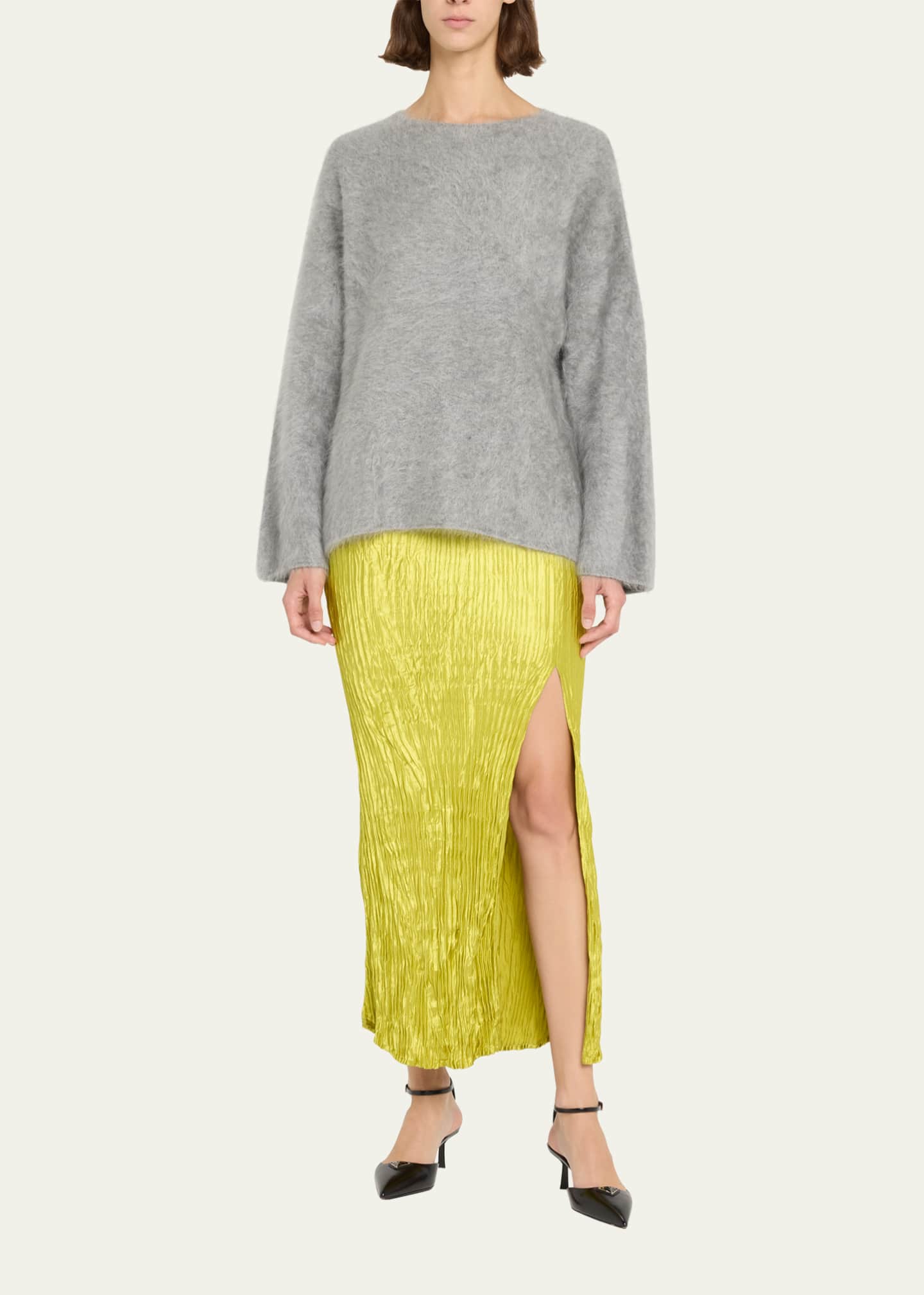Hammered satin midi skirt online