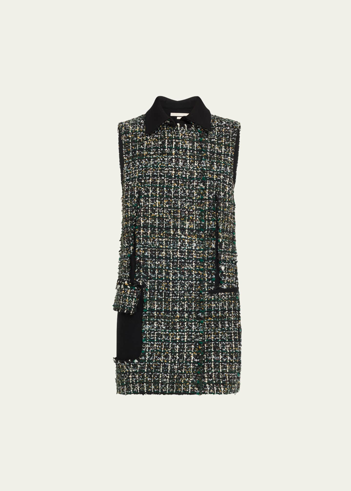Small Jason Wu Tweed Dress Leather Panels Sleeveless Designer