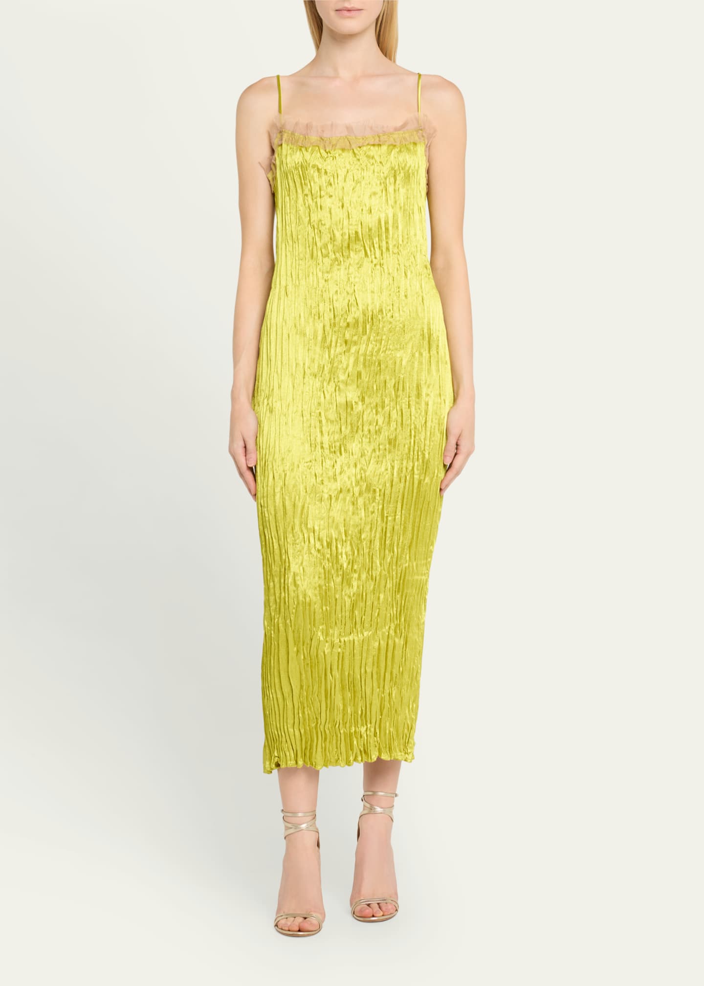Jason Wu Collection Hammered Satin Pleated Slip Dress
