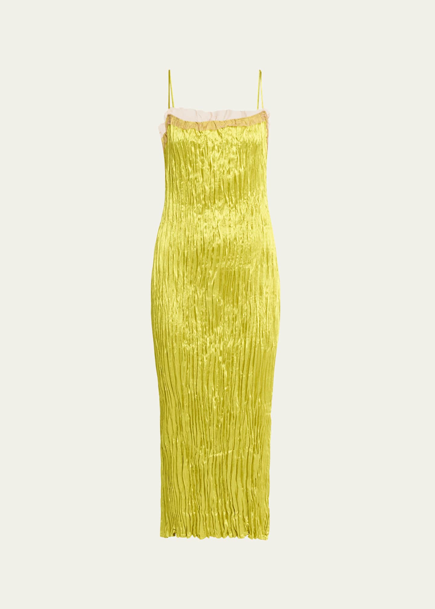 Jason Wu Collection Hammered Satin Pleated Slip Dress Image 1 of 5