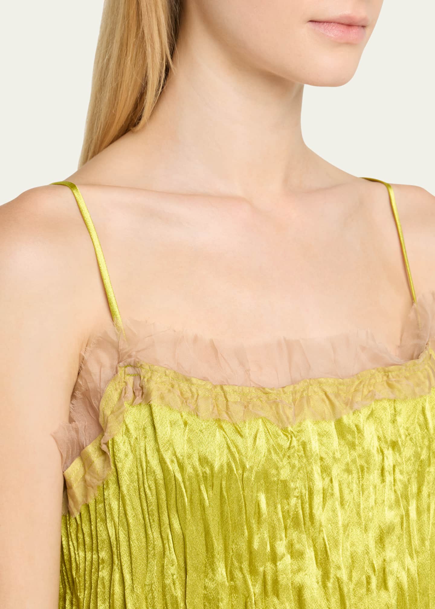 Jason Wu Collection Hammered Satin Pleated Slip Dress Image 5 of 5