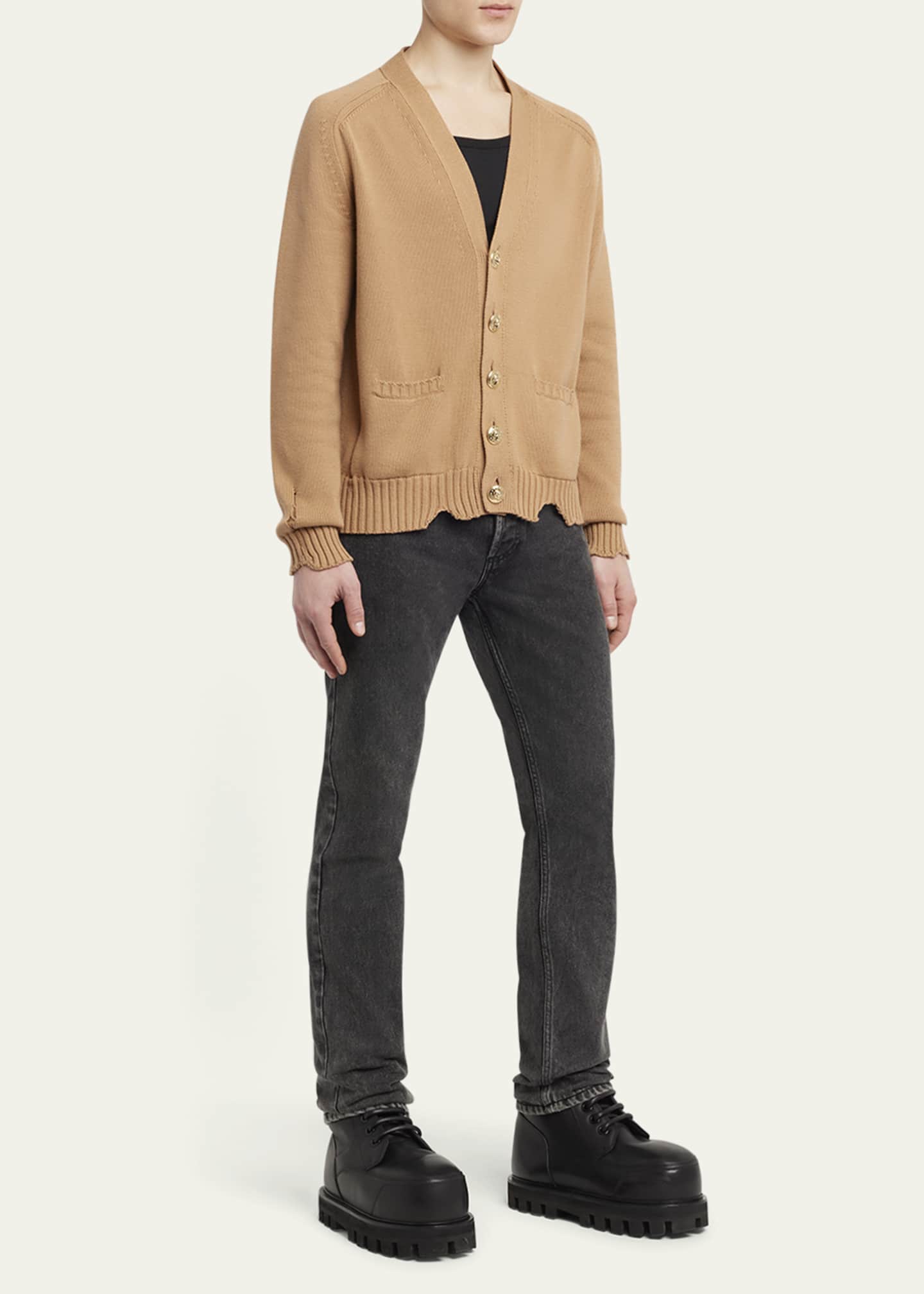 Men's Distressed Skull Cardigan - Thumbnail 2