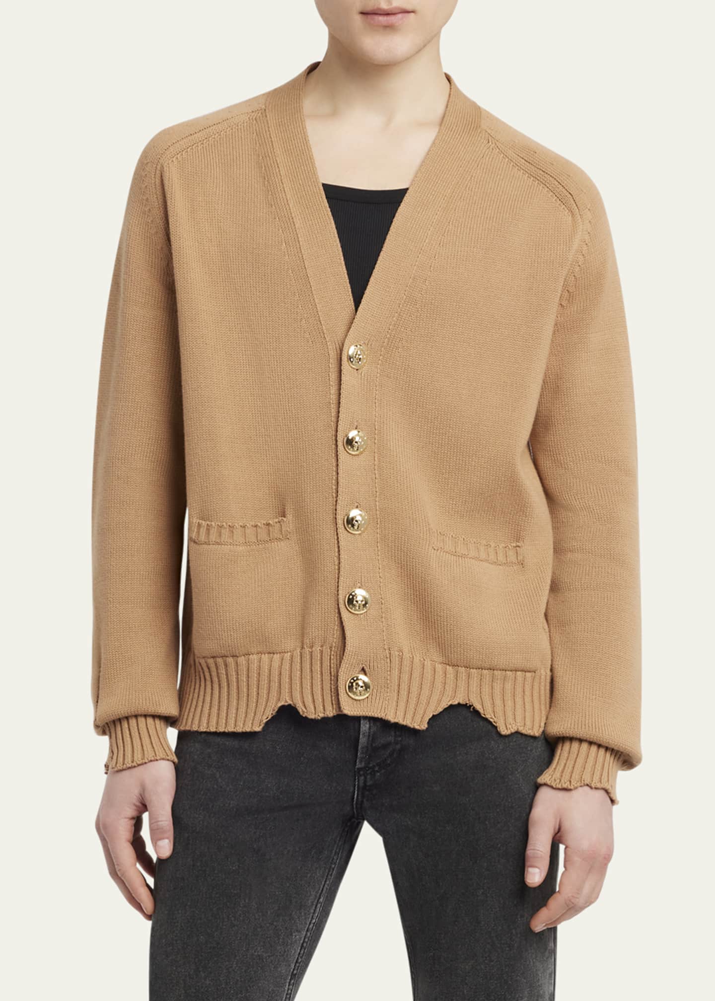 Men's Distressed Skull Cardigan - Thumbnail 4