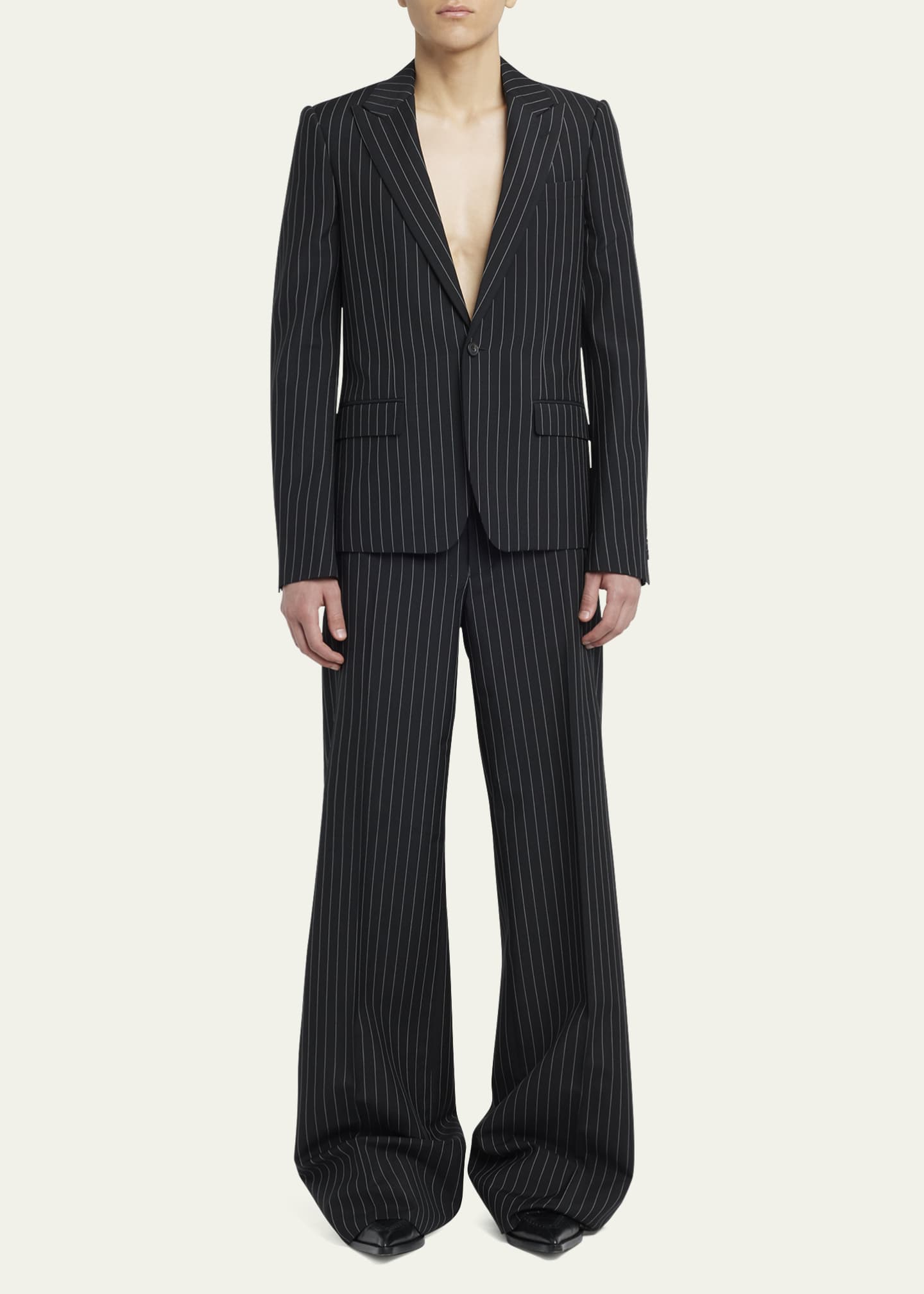 McQueen Men's Tailored Low-Rise Pinstripe Trousers Image 2 of 5