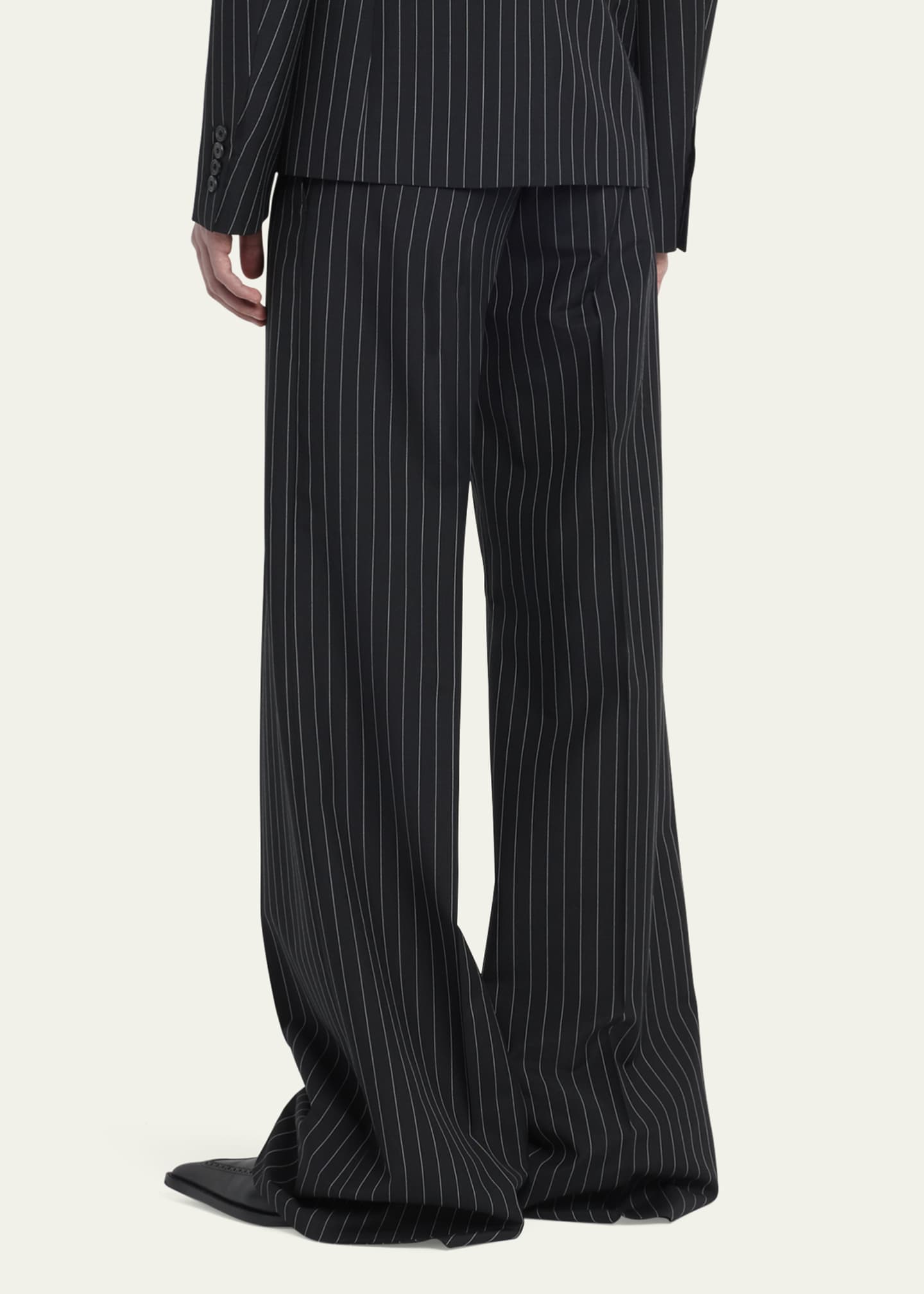 McQueen Men's Tailored Low-Rise Pinstripe Trousers Image 3 of 5
