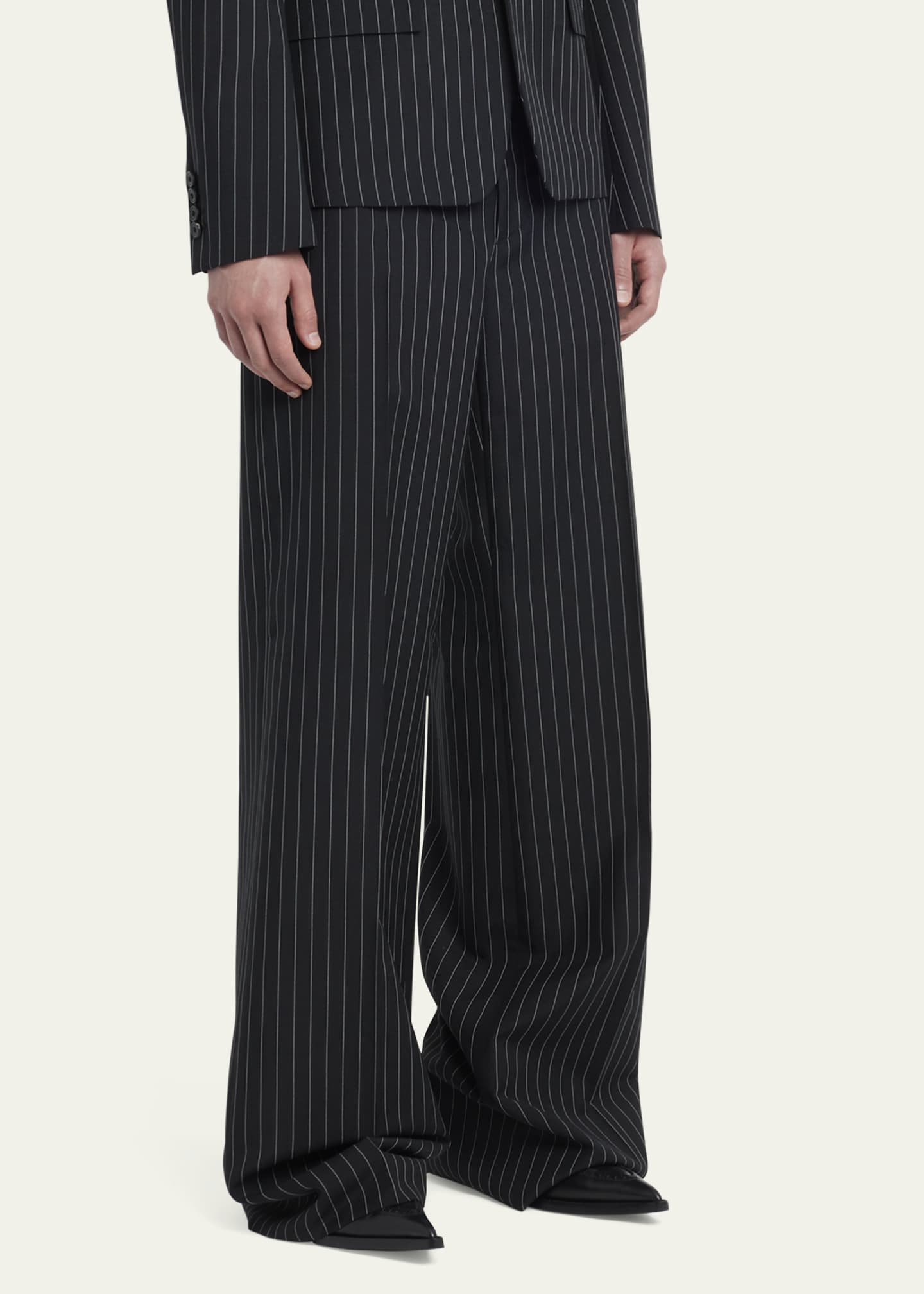 McQueen Men's Tailored Low-Rise Pinstripe Trousers Image 4 of 5
