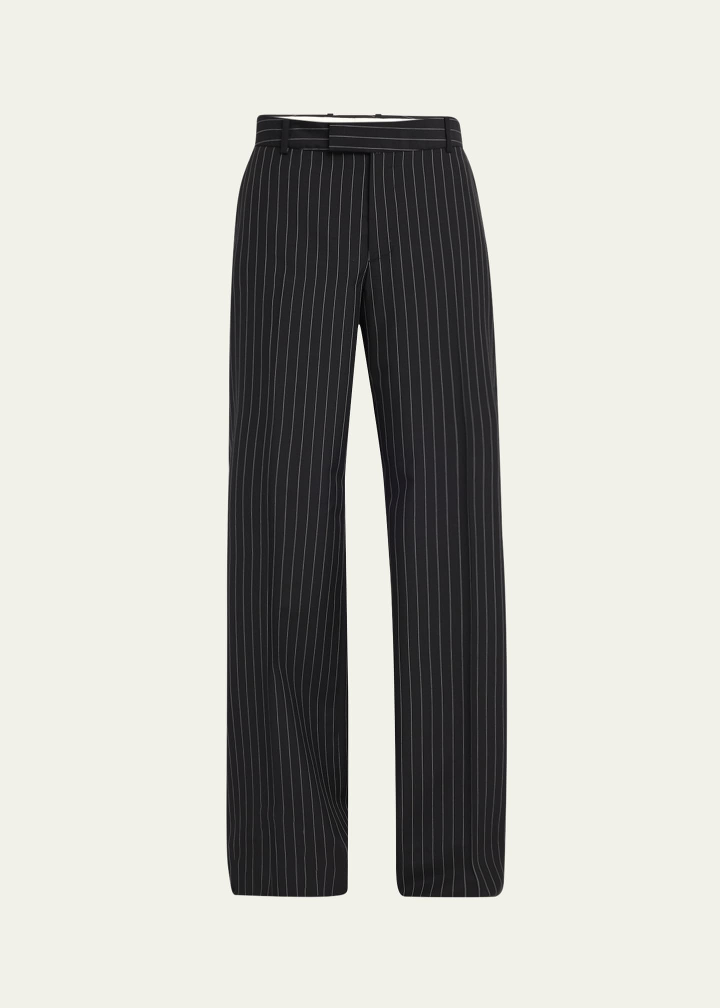 McQueen Men's Tailored Low-Rise Pinstripe Trousers Image 1 of 5