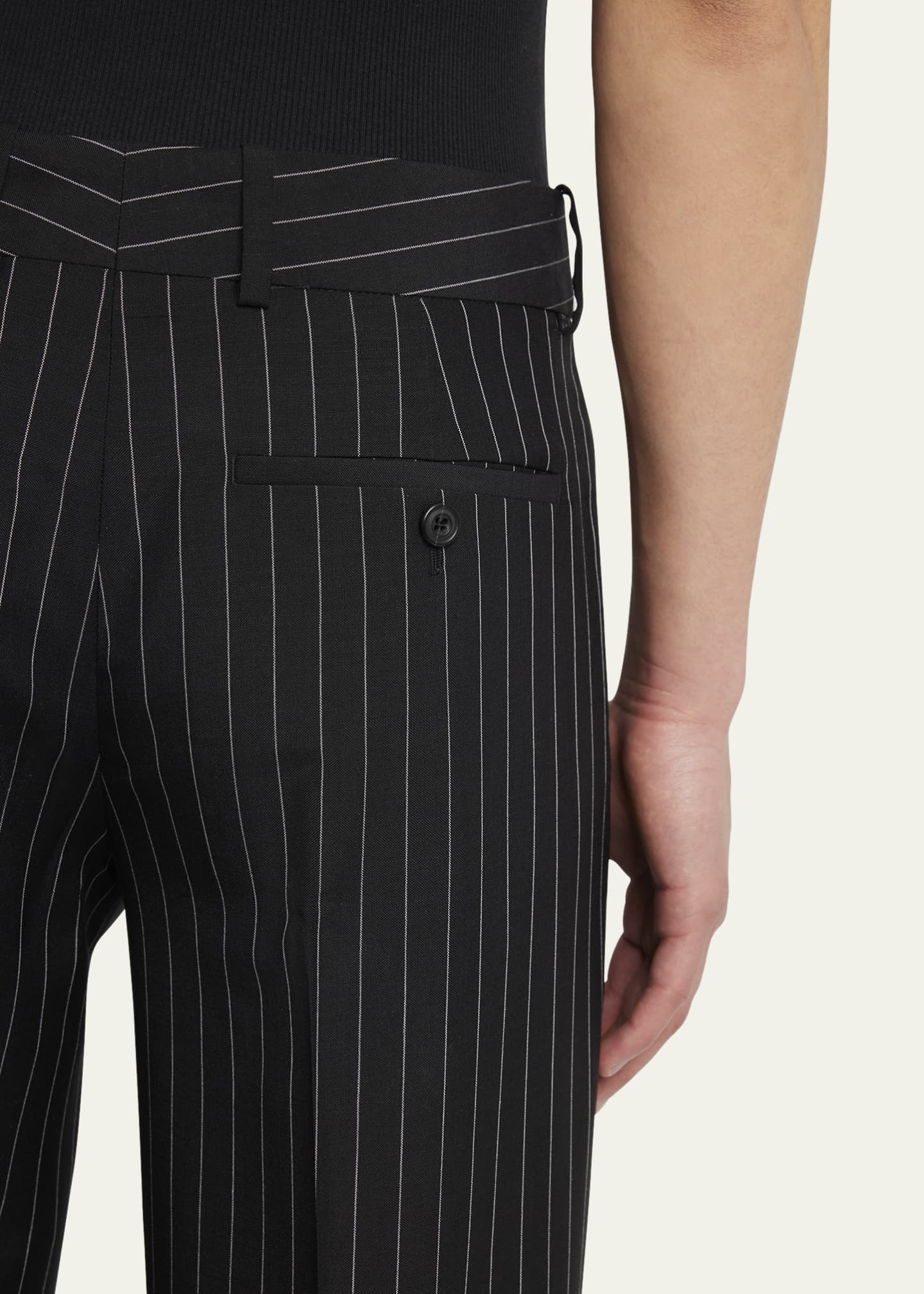 McQueen Men's Tailored Low-Rise Pinstripe Trousers Image 5 of 5