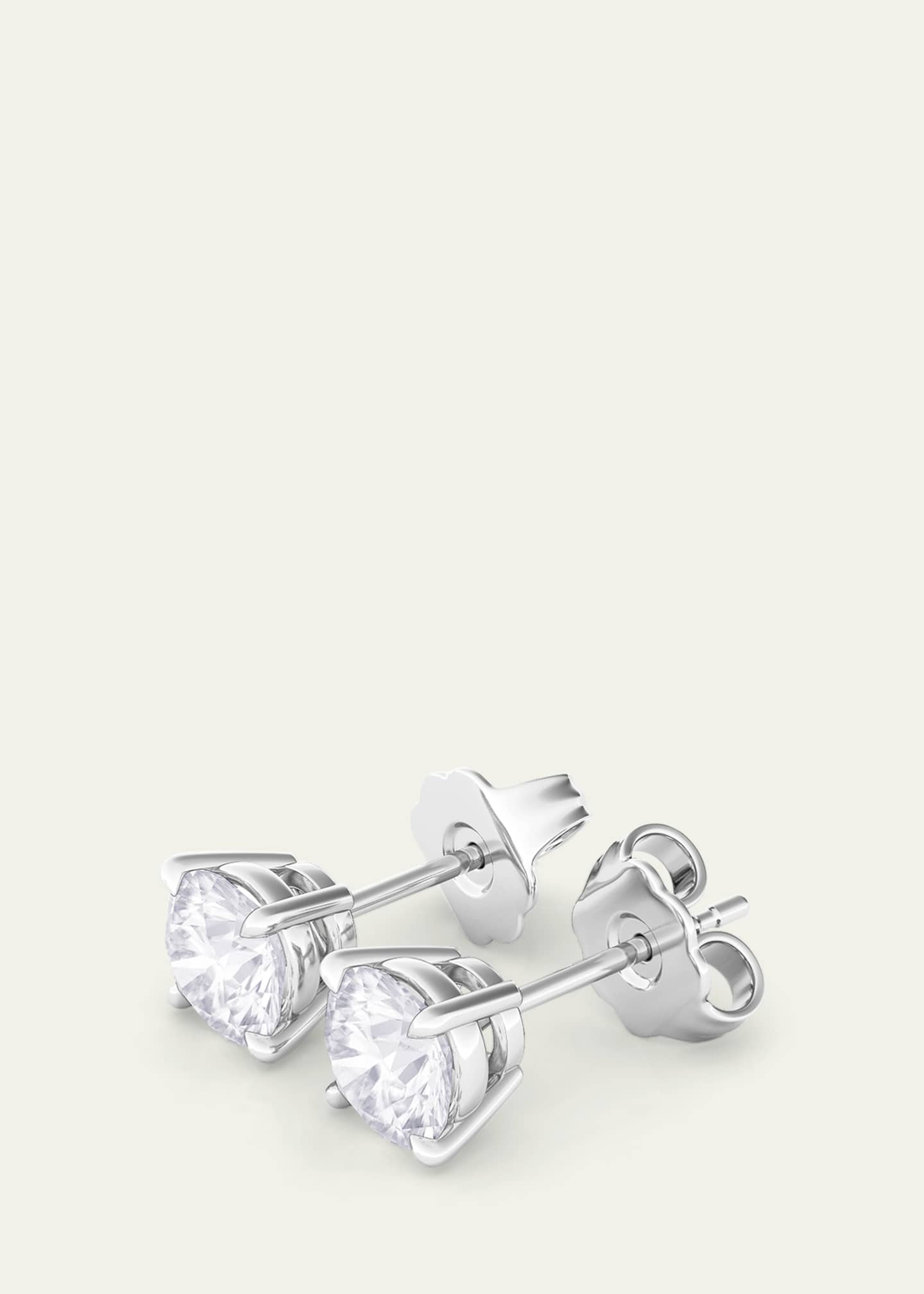 HauteCarat 18K Round Brilliant Lab Grown Diamond Stud Earrings, 4.0tcw Image 2 of 3