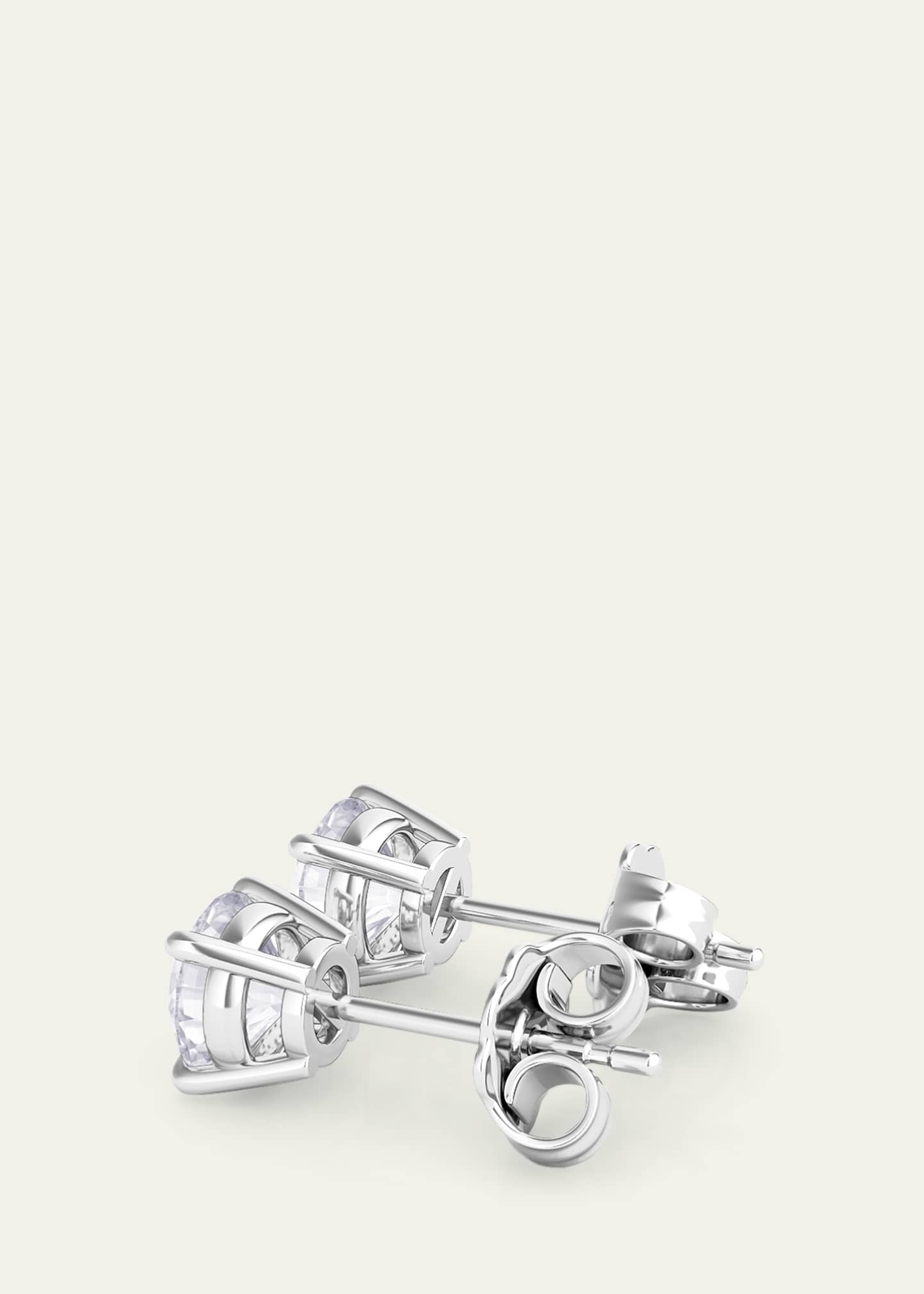 HauteCarat 18K Round Brilliant Lab Grown Diamond Stud Earrings, 4.0tcw Image 3 of 3