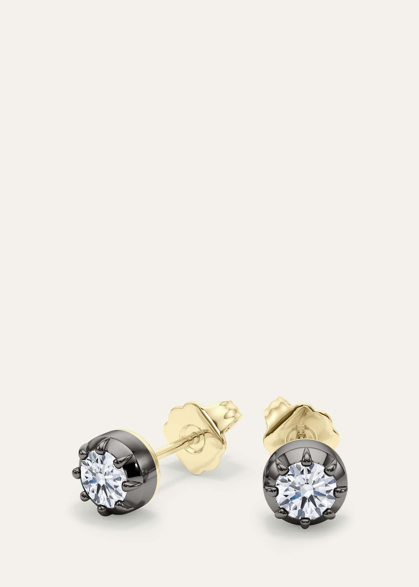 HauteCarat 18K Georgian Cut Lab Grown Diamond Stud Earrings, 2.0tcw Image 2 of 4