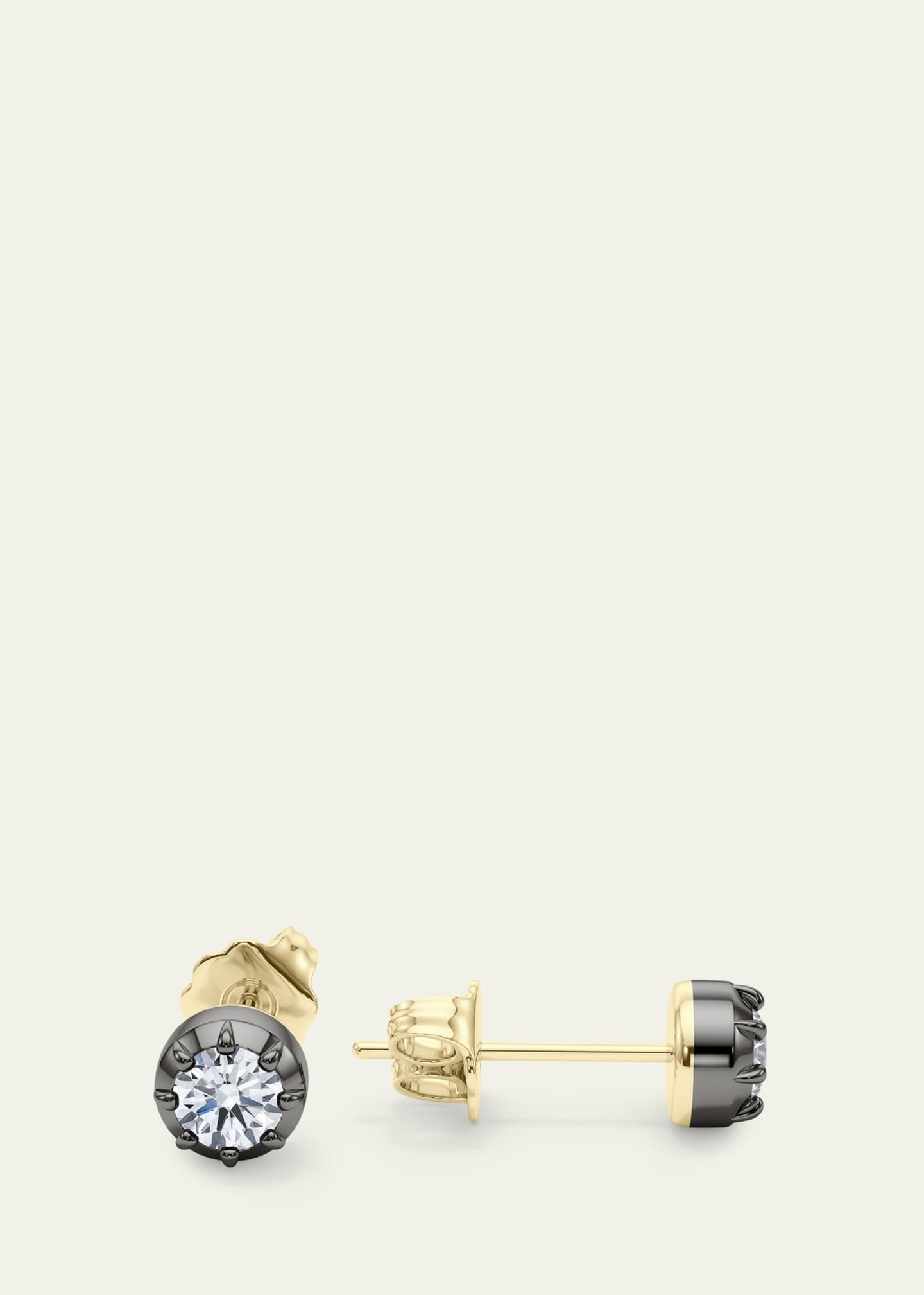 HauteCarat 18K Georgian Cut Lab Grown Diamond Stud Earrings, 2.0tcw Image 3 of 4