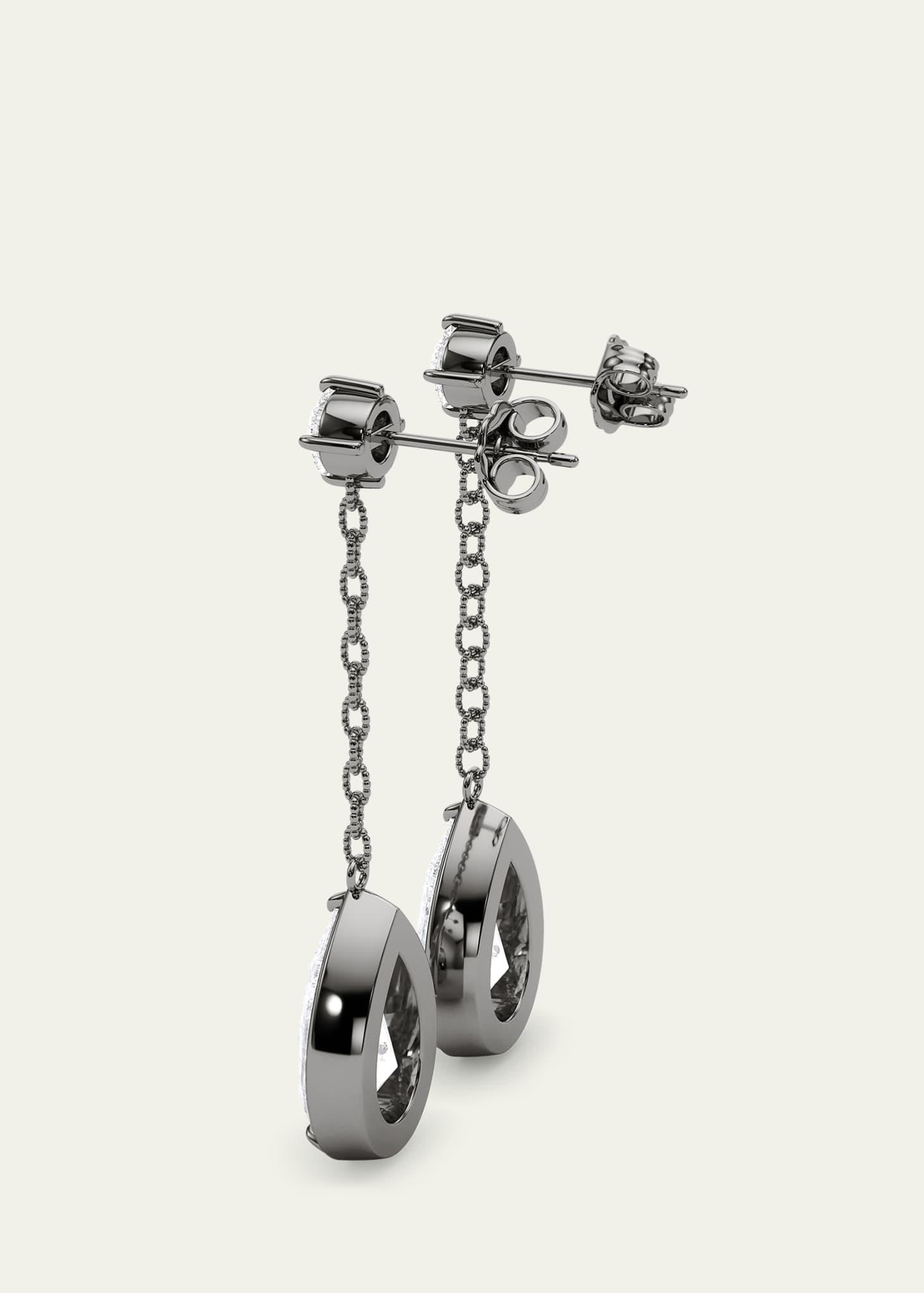 HauteCarat 18K Link Chain Pear Lab Grown Diamond Drop Earrings Image 3 of 3