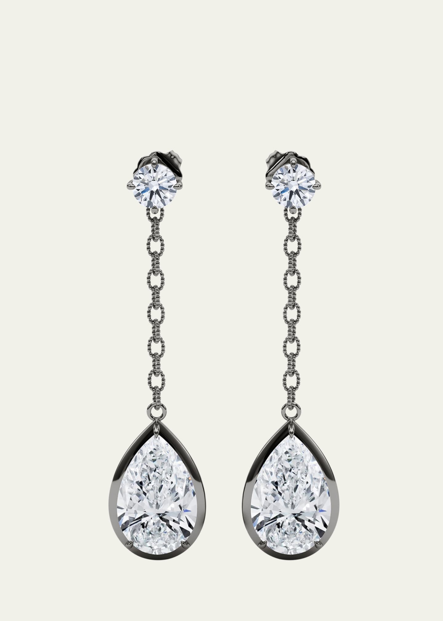 HauteCarat 18K Link Chain Pear Lab Grown Diamond Drop Earrings Image 1 of 3