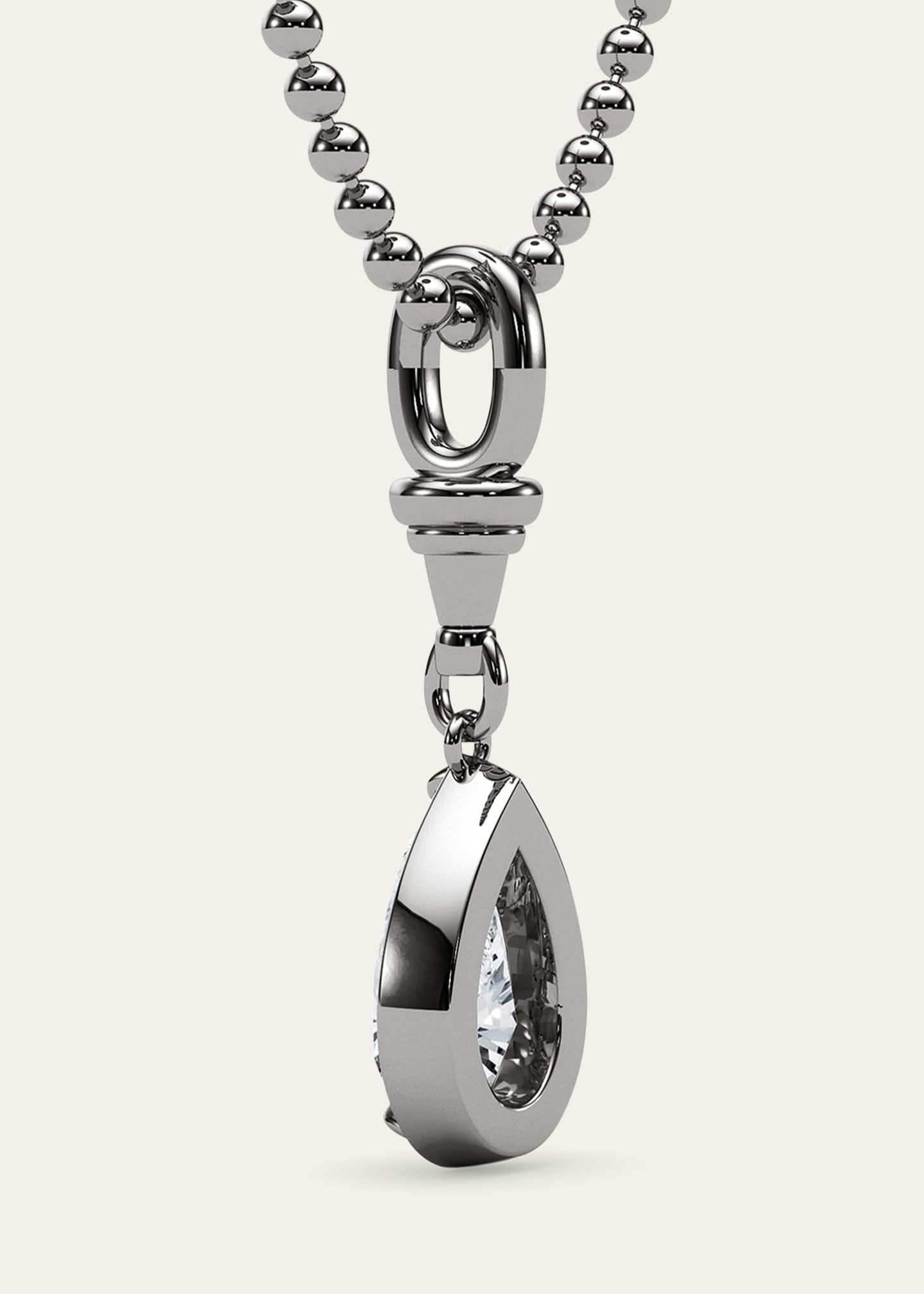 HauteCarat 18K Ball and Chain Pear Shape Lab Grown Diamond Pendant Necklace, 2.0tcw Image 3 of 4