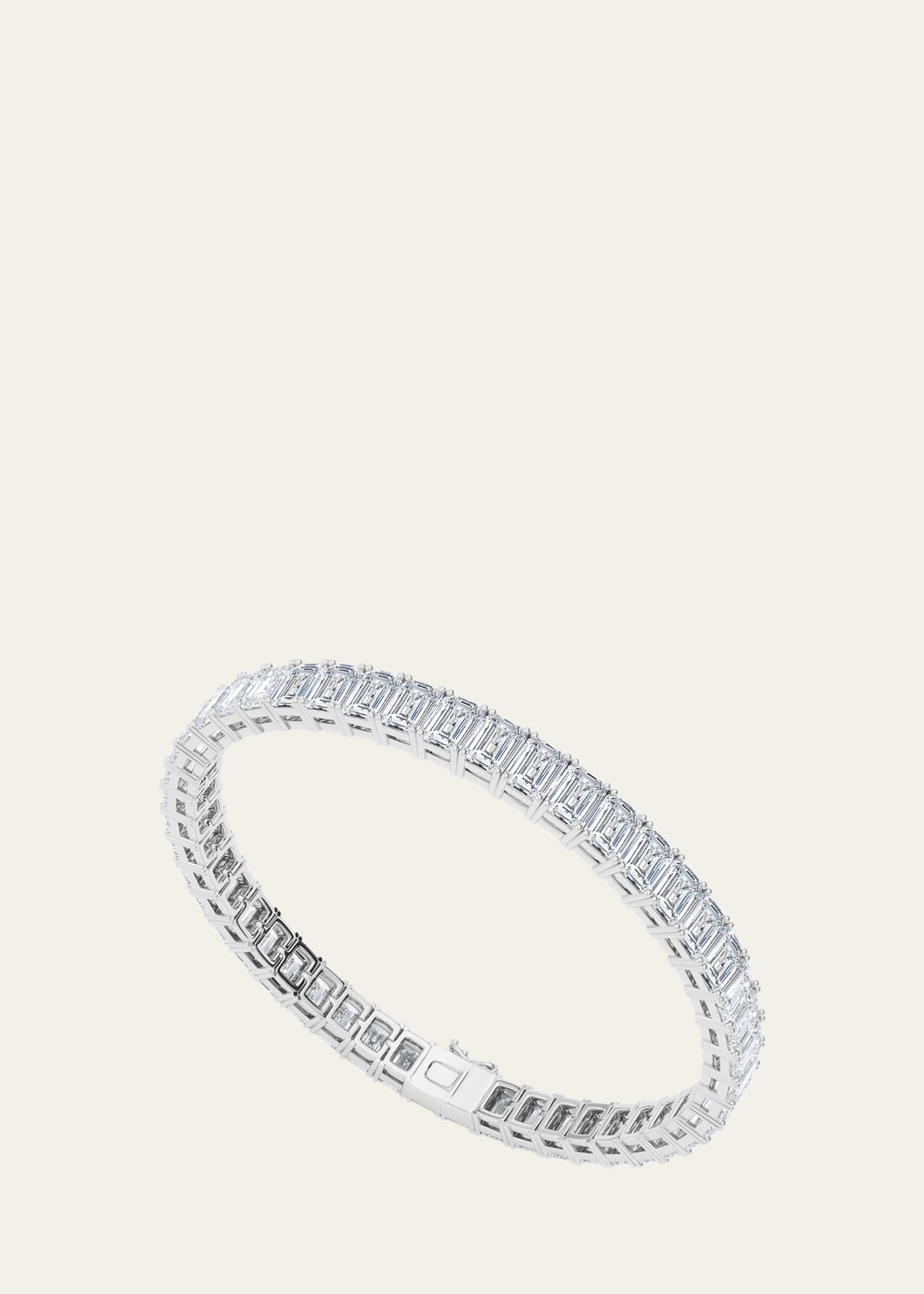 HauteCarat 18K Vertical Emerald Lab Grown Diamond Tennis Bracelet Image 2 of 4