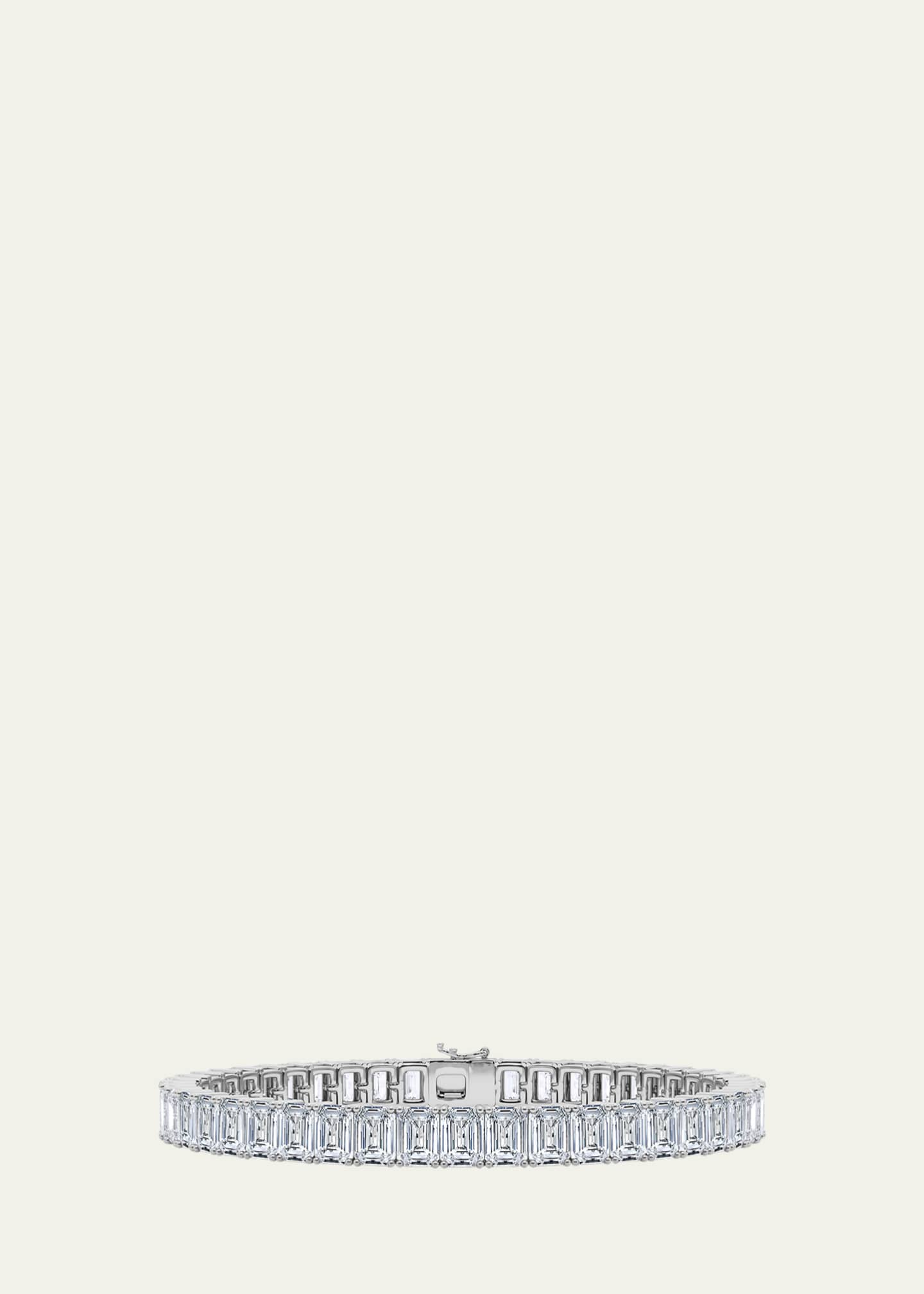 HauteCarat 18K Vertical Emerald Lab Grown Diamond Tennis Bracelet Image 1 of 4