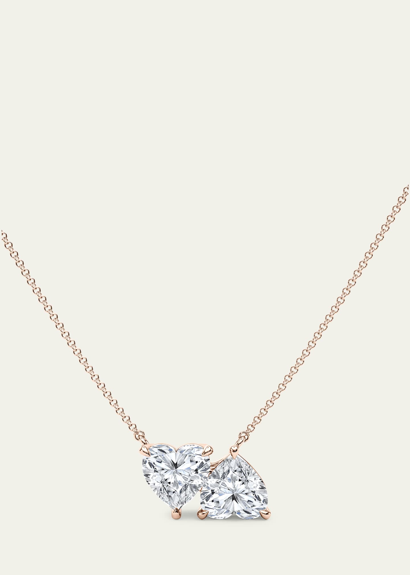 HauteCarat 18K Heart Shape Lab Grown Diamond Twin Necklace Image 3 of 4
