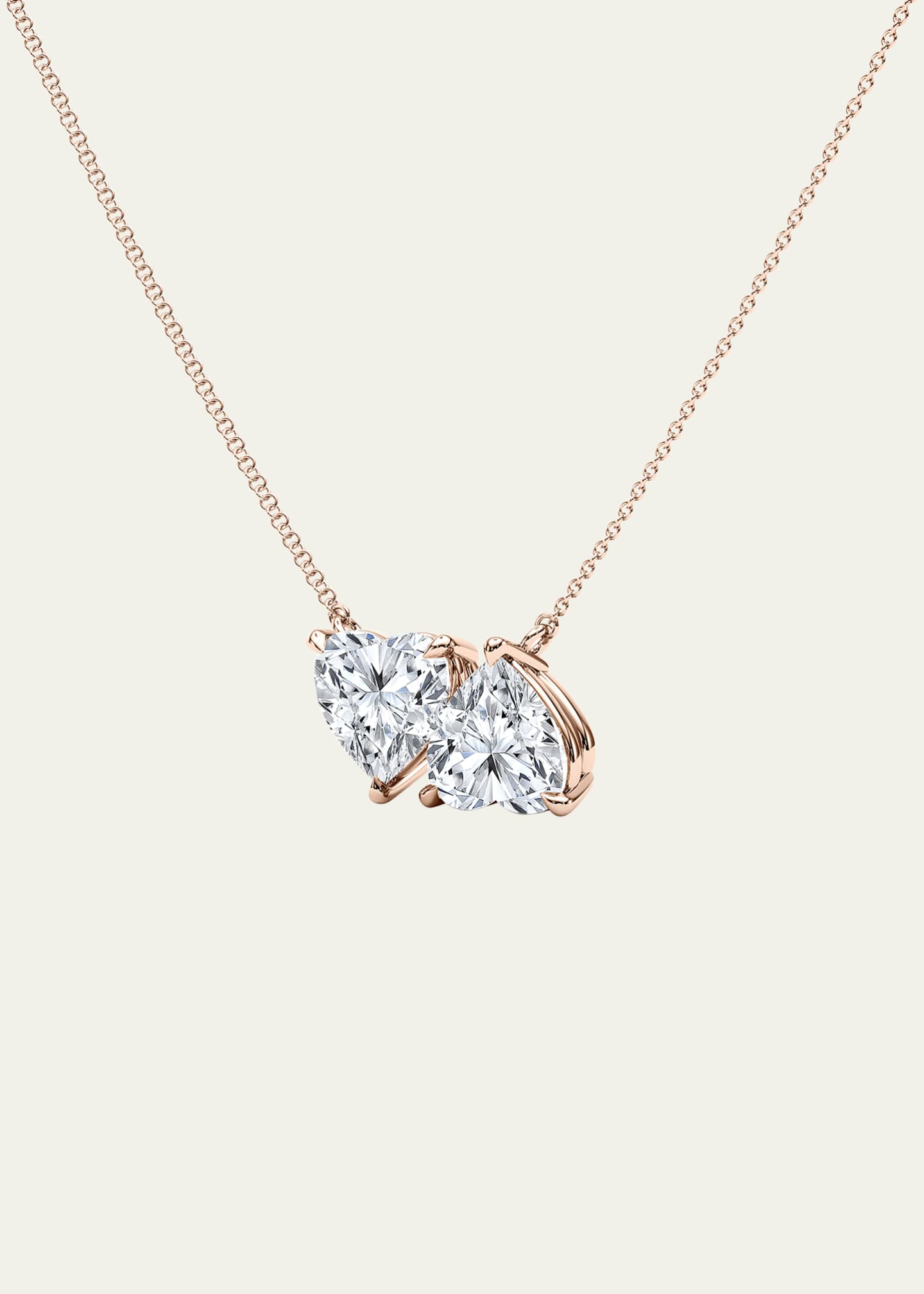 HauteCarat 18K Heart Shape Lab Grown Diamond Twin Necklace Image 1 of 4