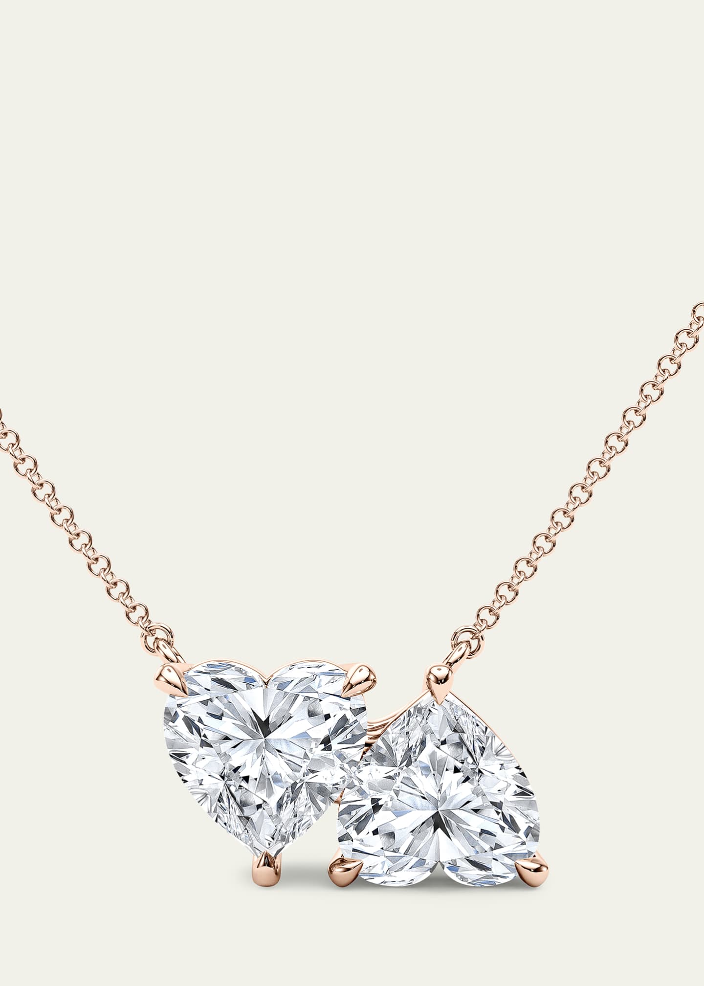 HauteCarat 18K Heart Shape Lab Grown Diamond Twin Necklace Image 4 of 4
