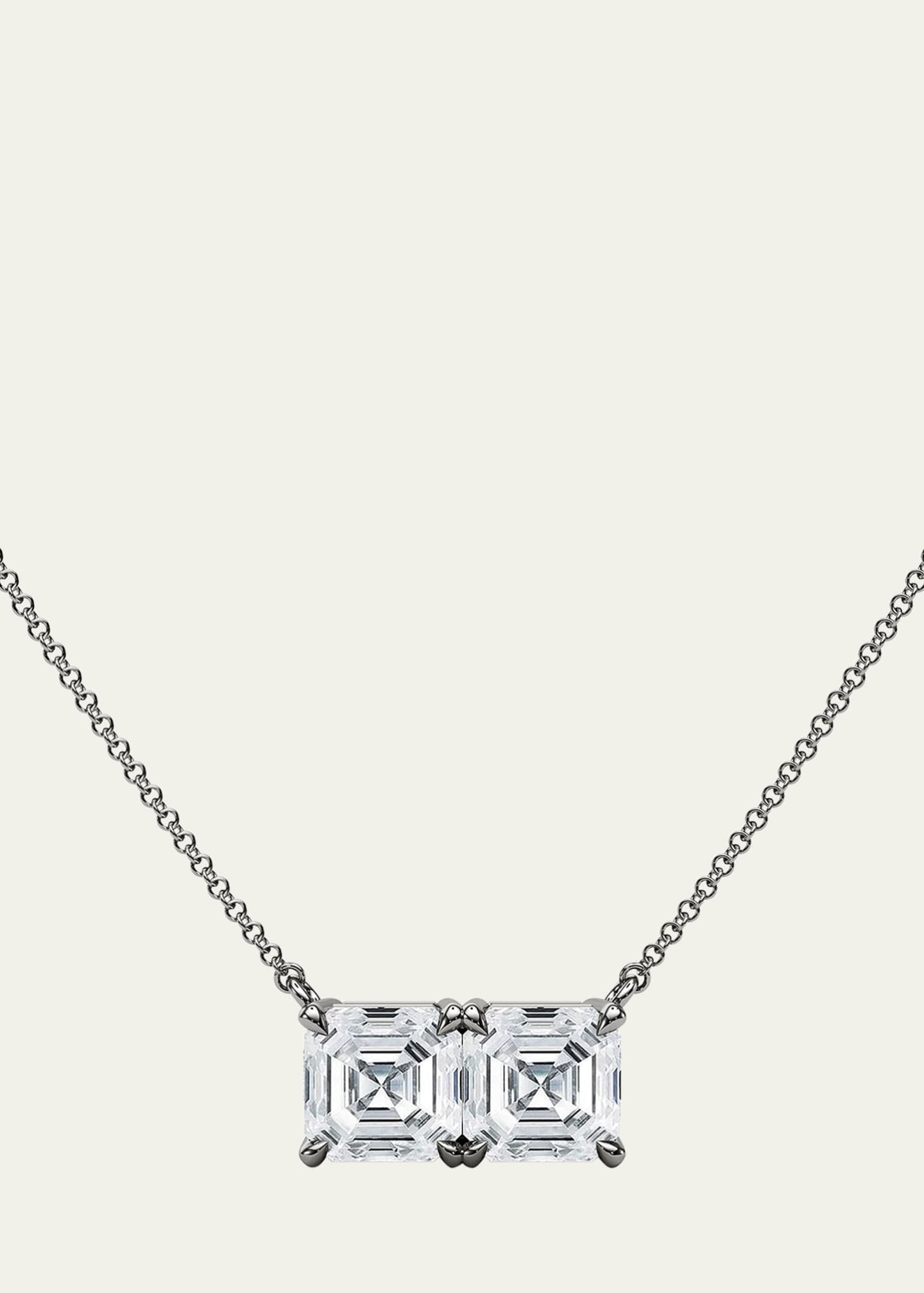 HauteCarat 18K Asscher Lab Grown Diamond Twin Necklace Image 1 of 4