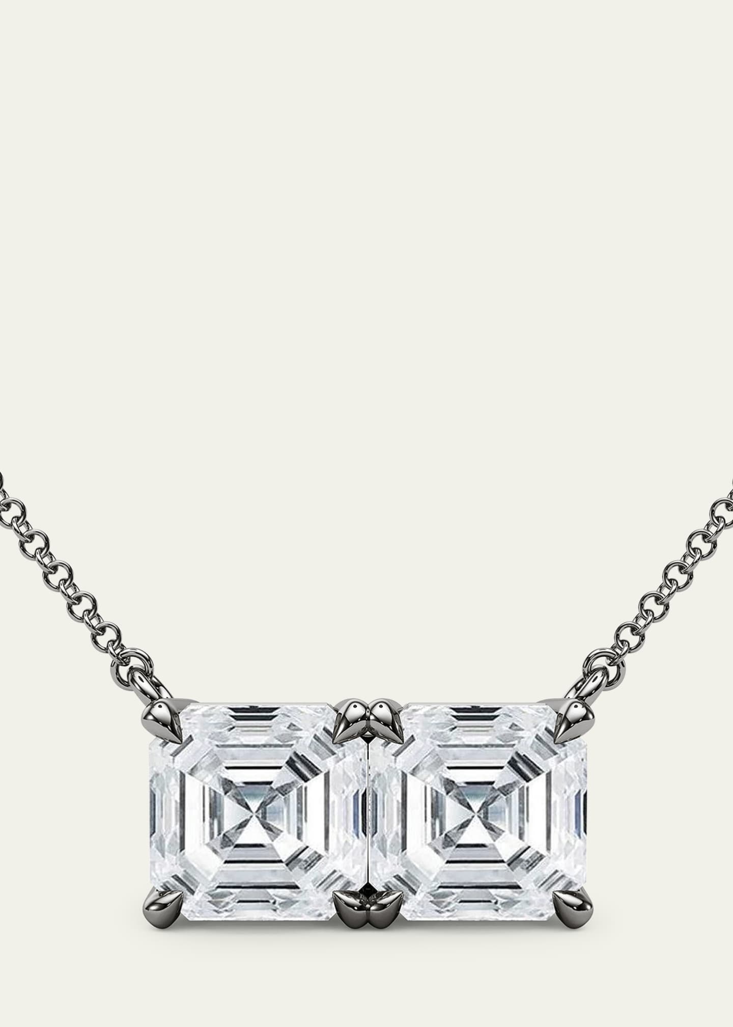 HauteCarat 18K Asscher Lab Grown Diamond Twin Necklace Image 4 of 4