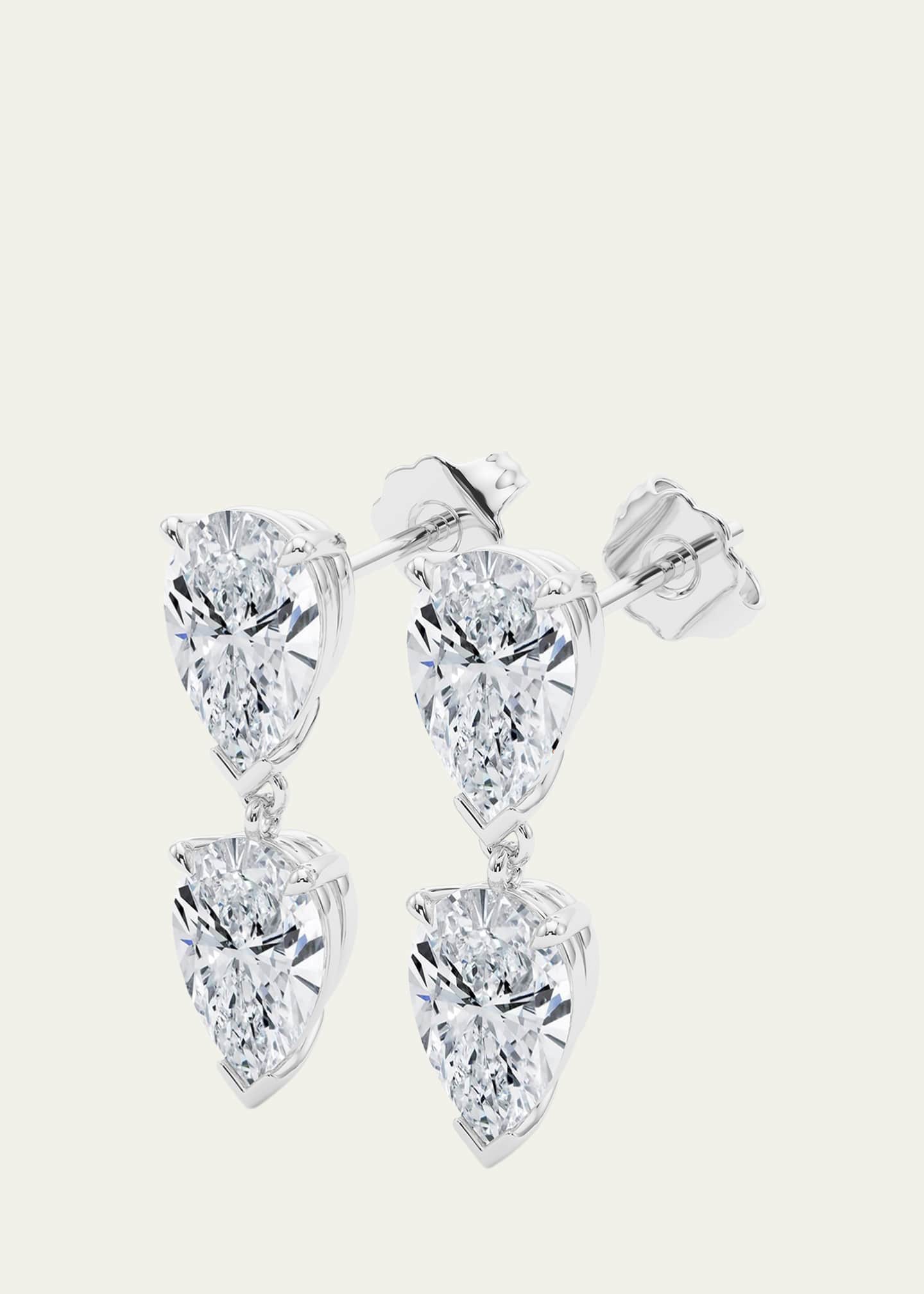 HauteCarat 18K Pear Lab Grown Diamond Twin Earrings Image 2 of 3