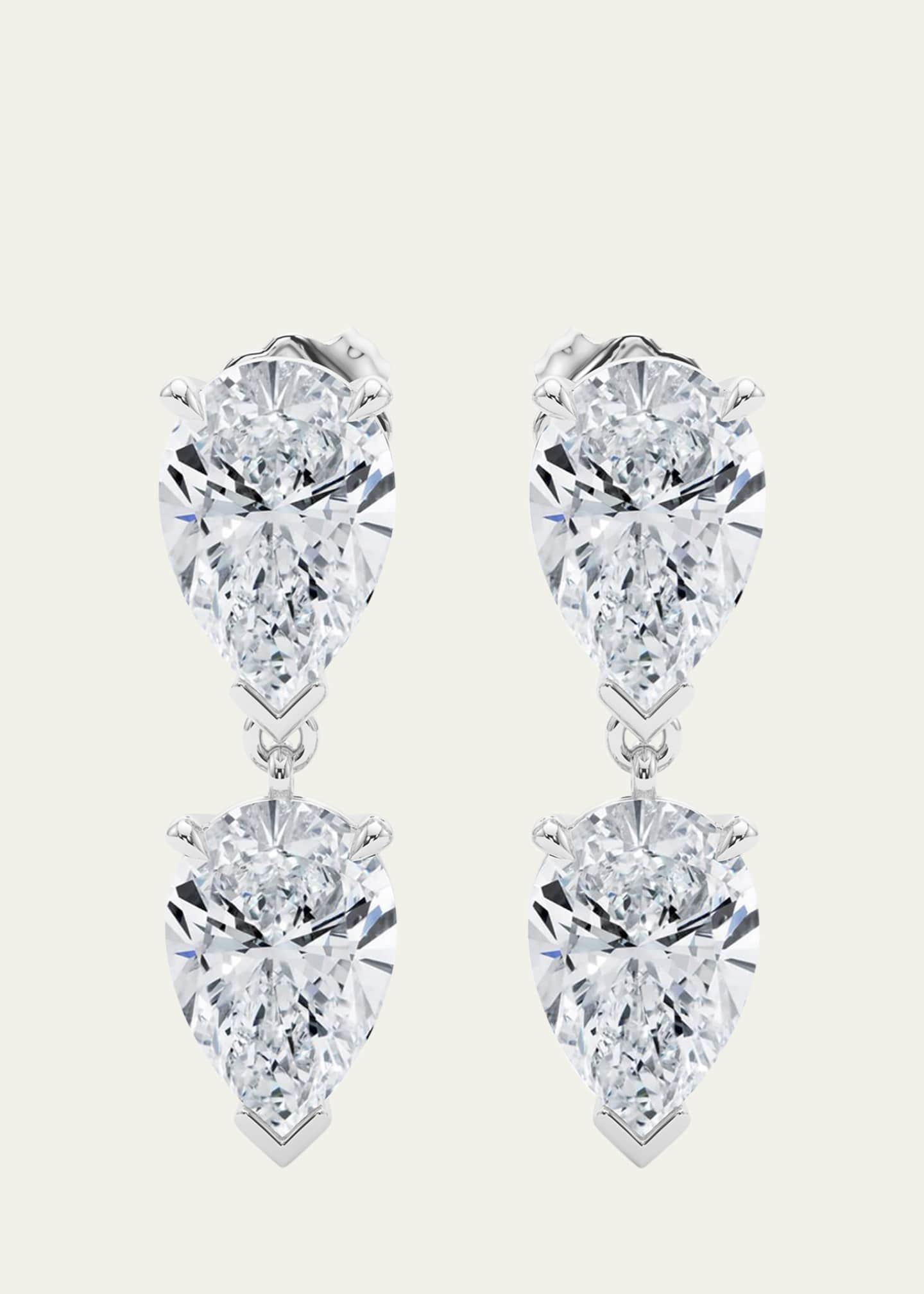 HauteCarat 18K Pear Lab Grown Diamond Twin Earrings Image 1 of 3