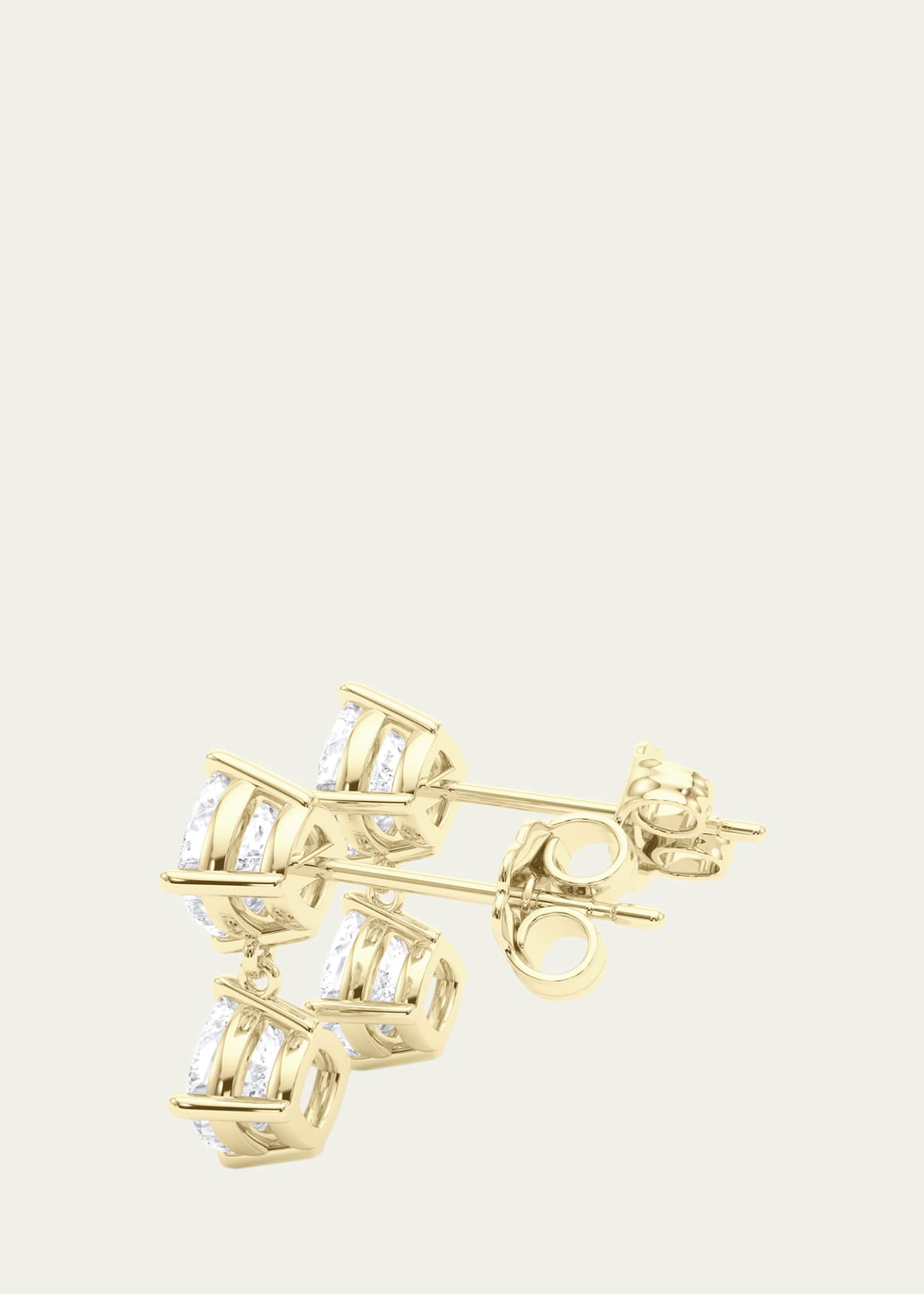 HauteCarat 18K Cushion Lab Grown Damond Twin Earrings Image 3 of 3