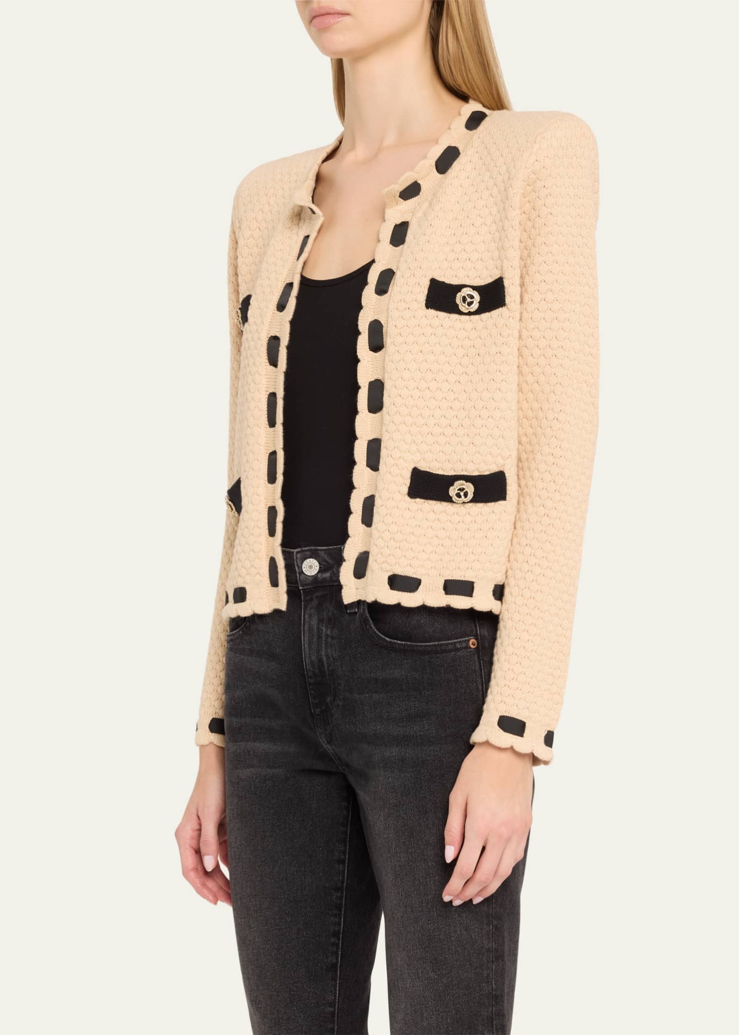 L'Agence Astor Contrast Trim Cardigan Image 4 of 5