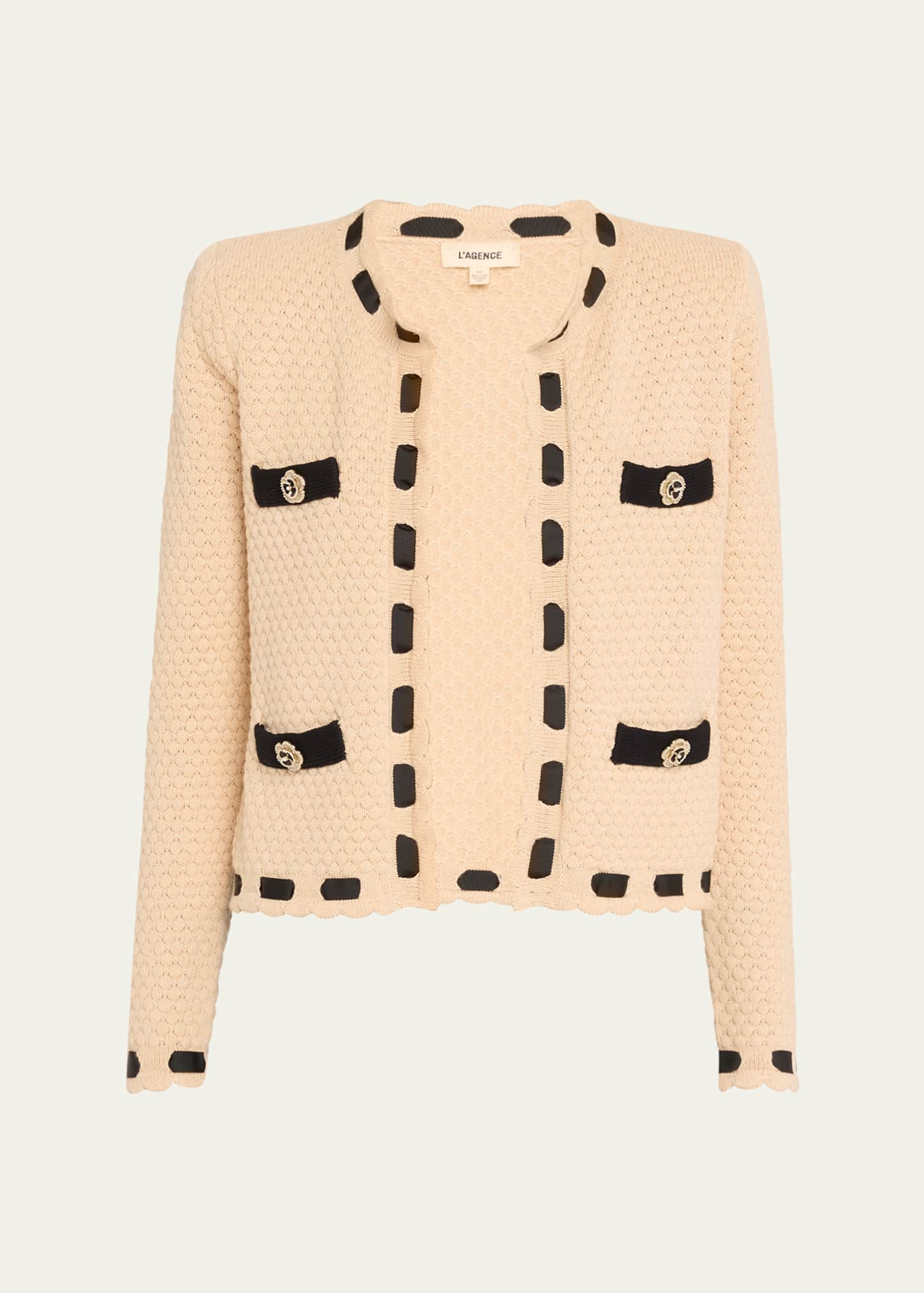 L'Agence Astor Contrast Trim Cardigan Image 1 of 5