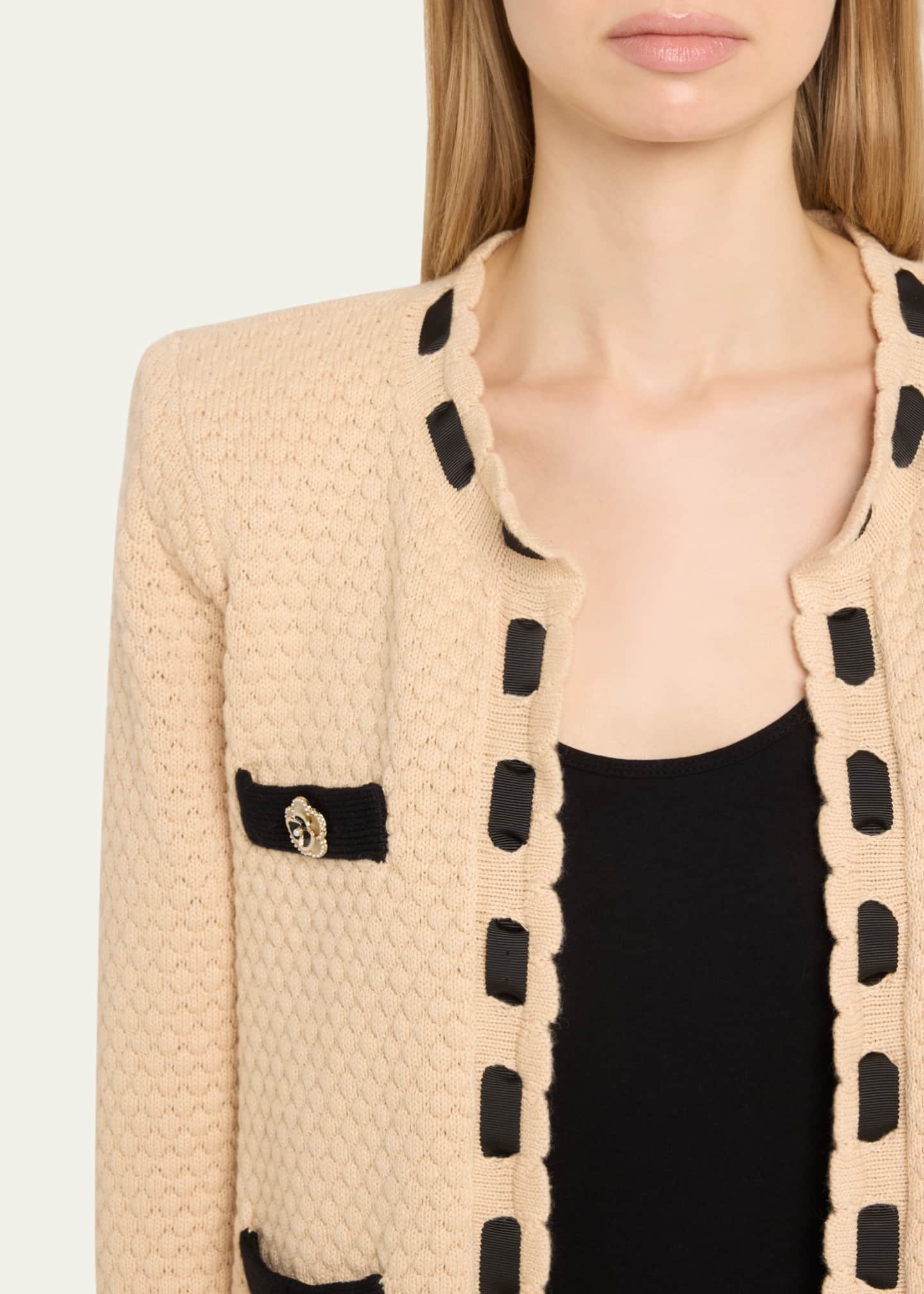 L'Agence Astor Contrast Trim Cardigan Image 5 of 5