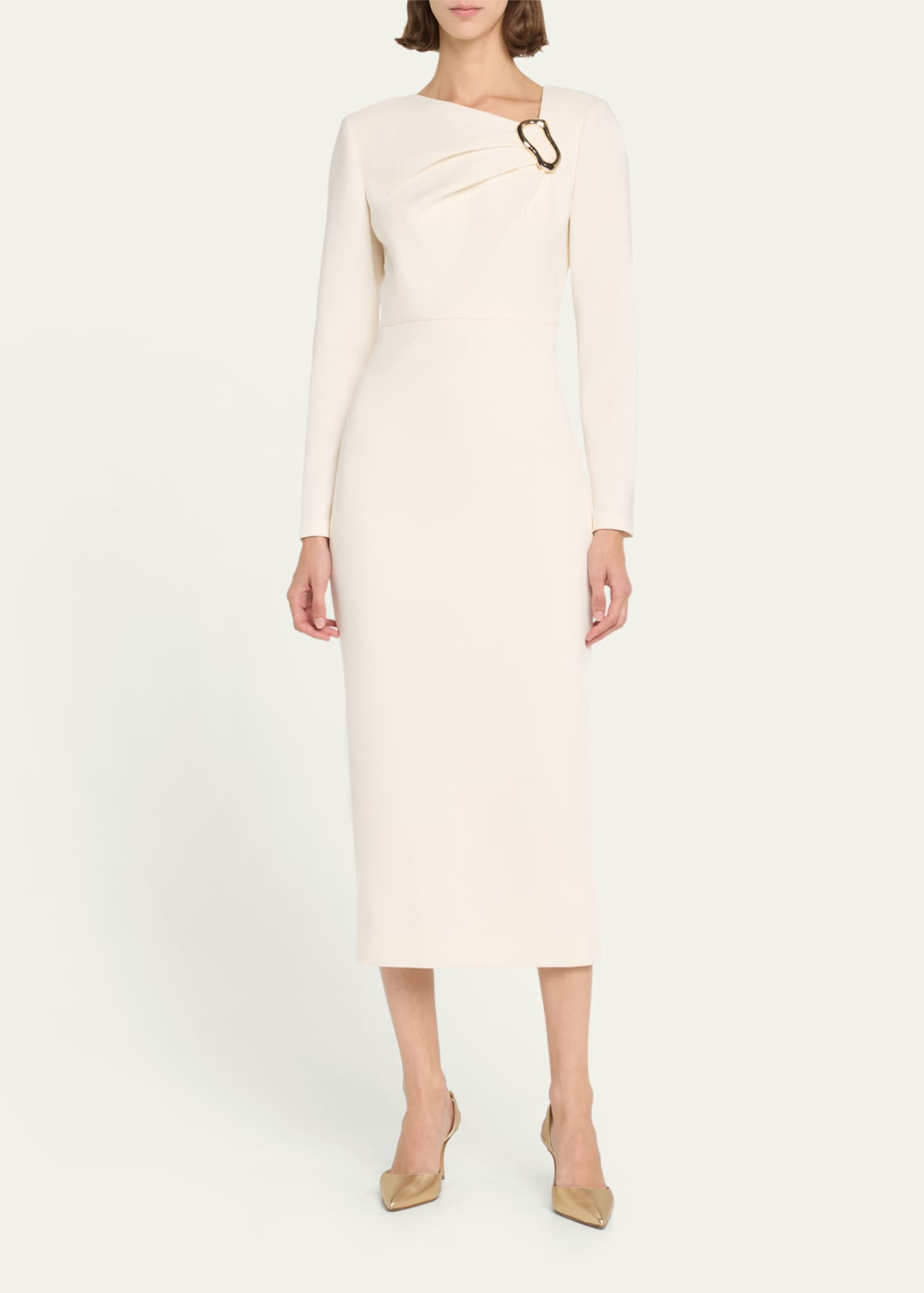 Roland Mouret Buckle Crepe Midi Dress Image 2 of 5