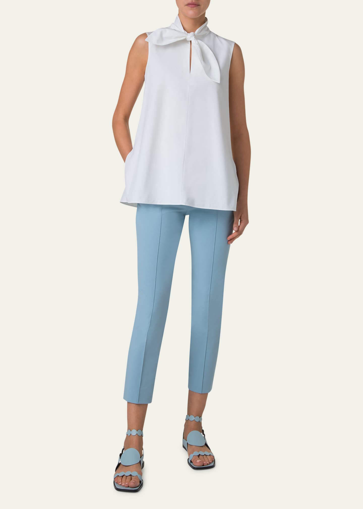 Akris punto Tie Knot Heavy Cotton Poplin Blouse Image 2 of 5