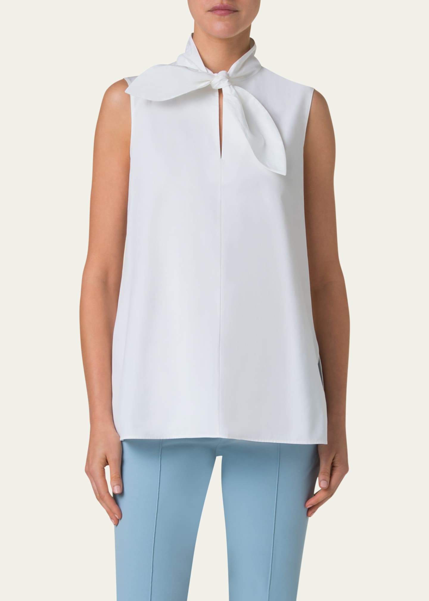 Akris punto Tie Knot Heavy Cotton Poplin Blouse Image 4 of 5