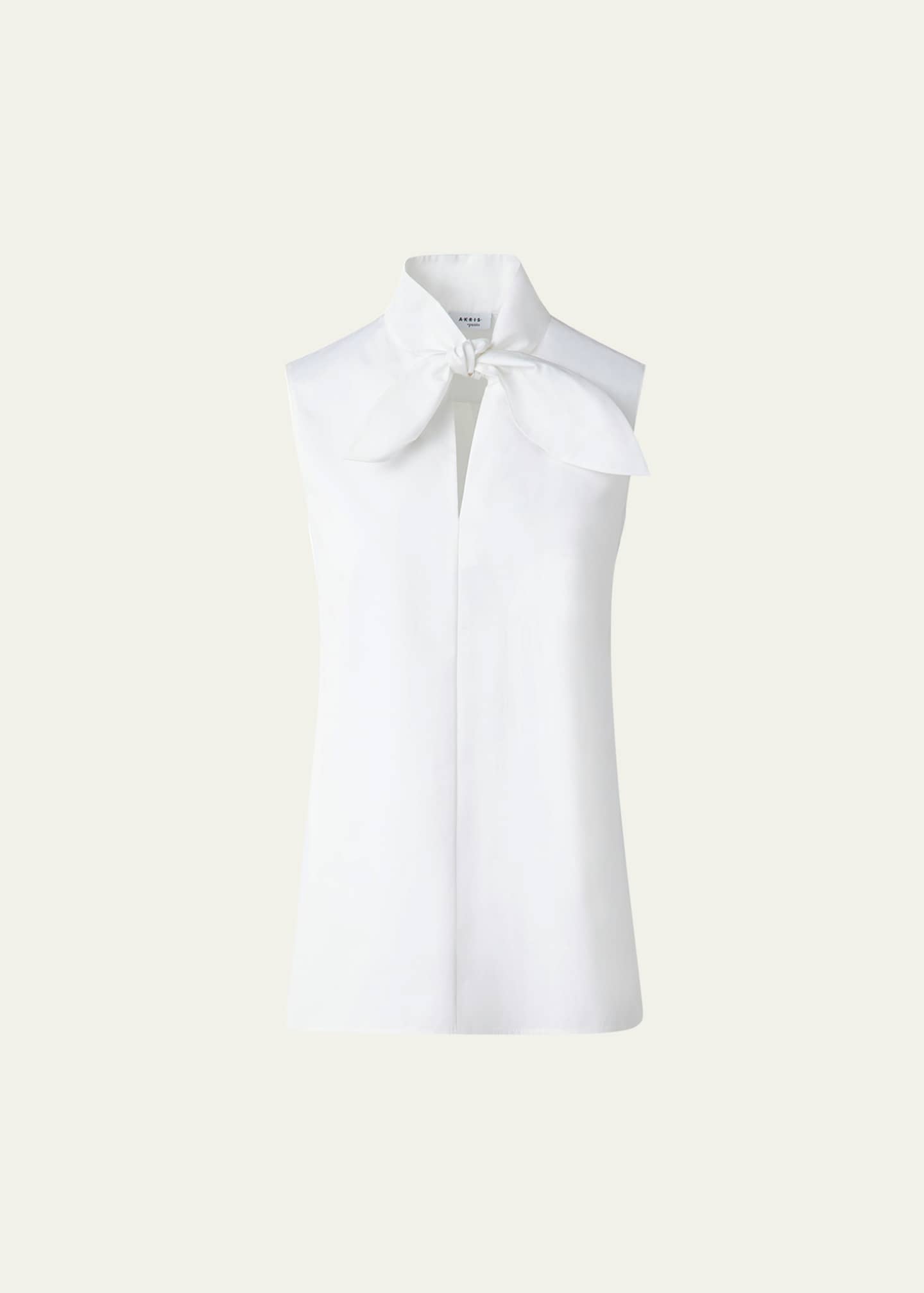 Akris punto Tie Knot Heavy Cotton Poplin Blouse Image 1 of 5