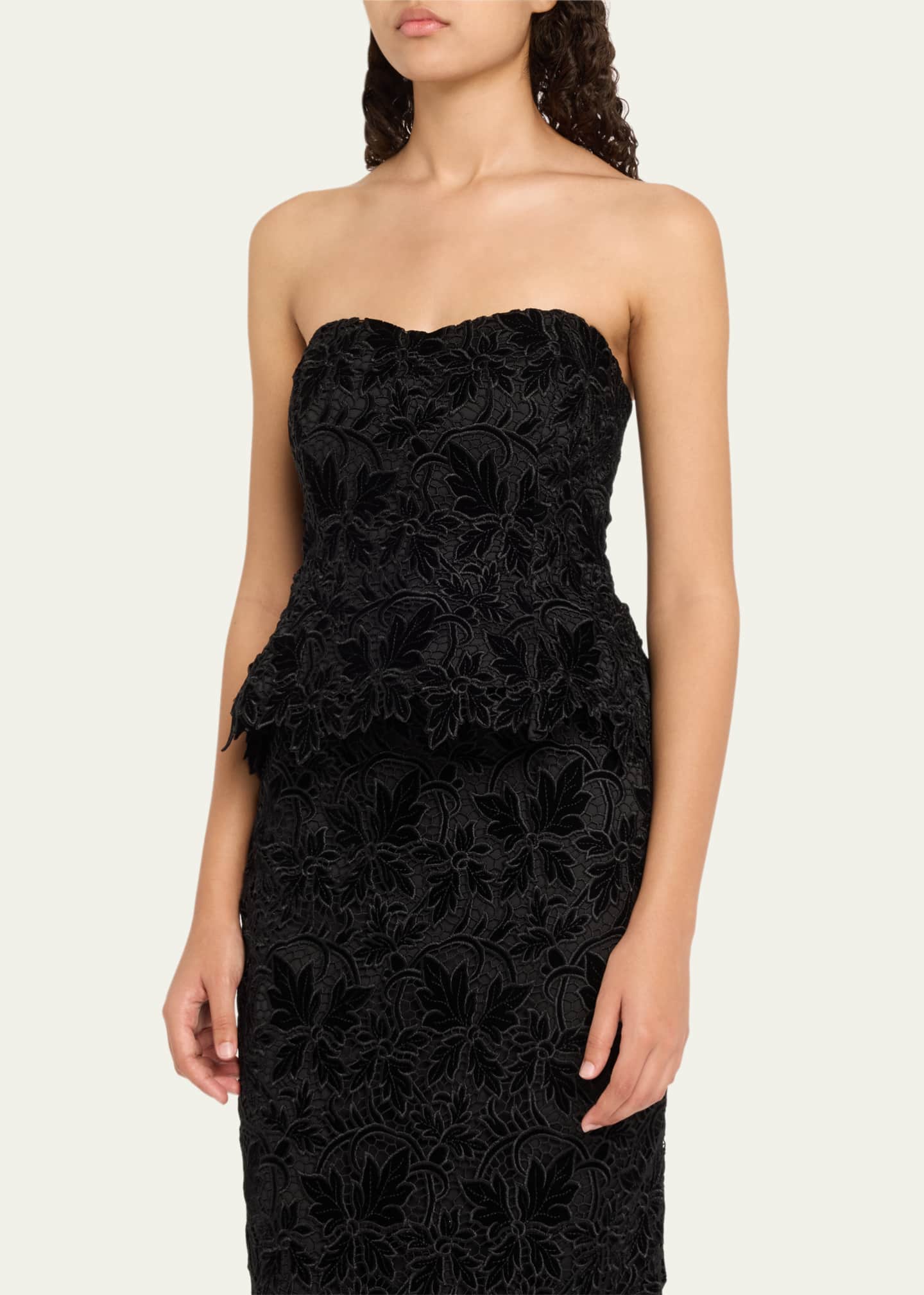 Cara Cara Martin Strapless Velvet Lace Top Image 4 of 5