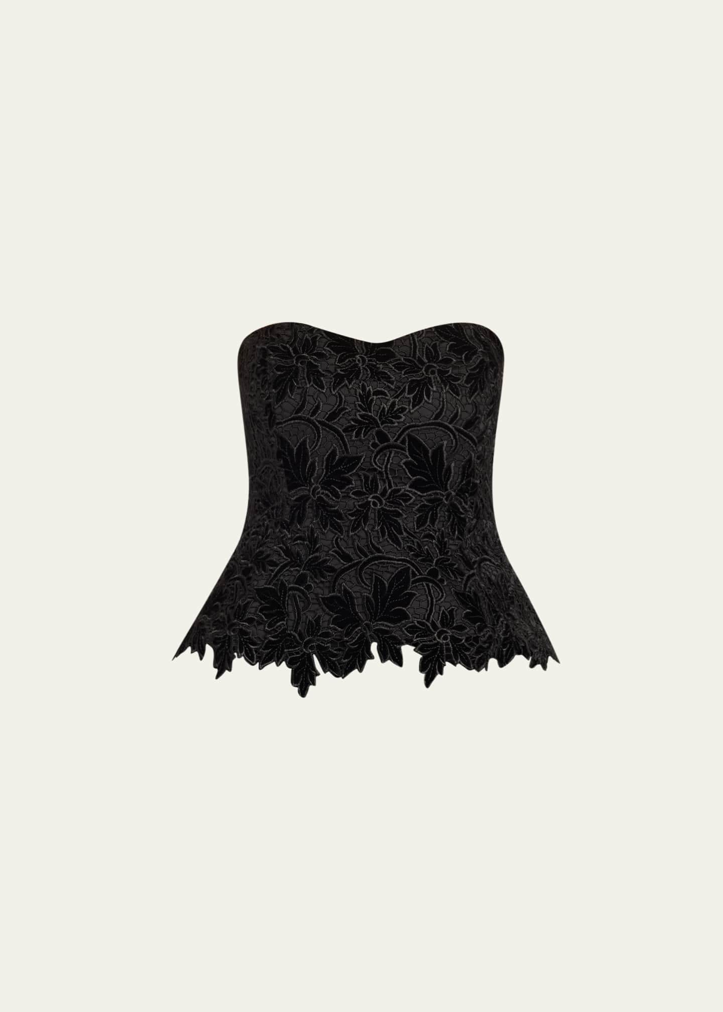 Cara Cara Martin Strapless Velvet Lace Top Image 1 of 5