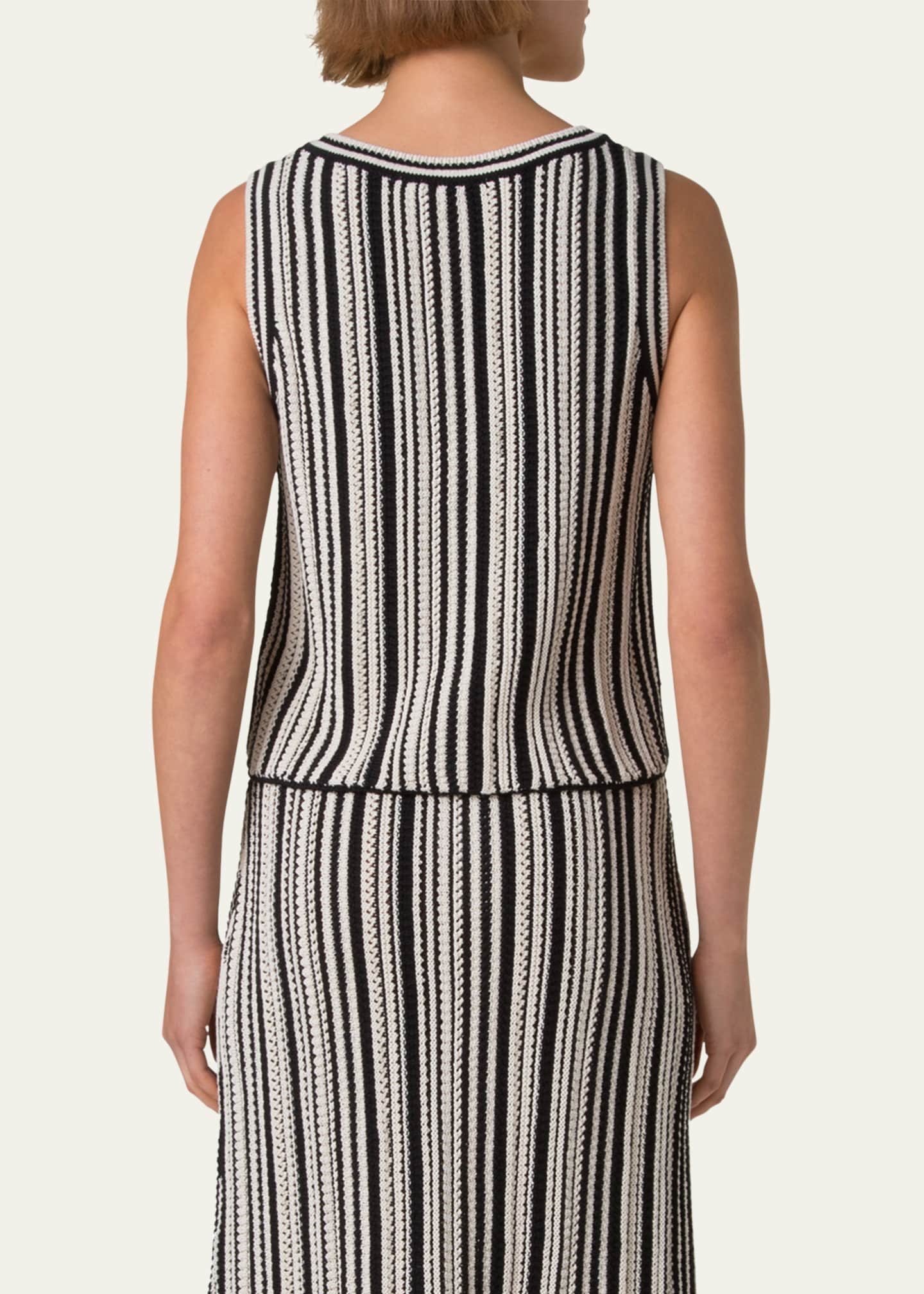 Akris punto Crochet Knit Stripe Cropped Top Image 3 of 5