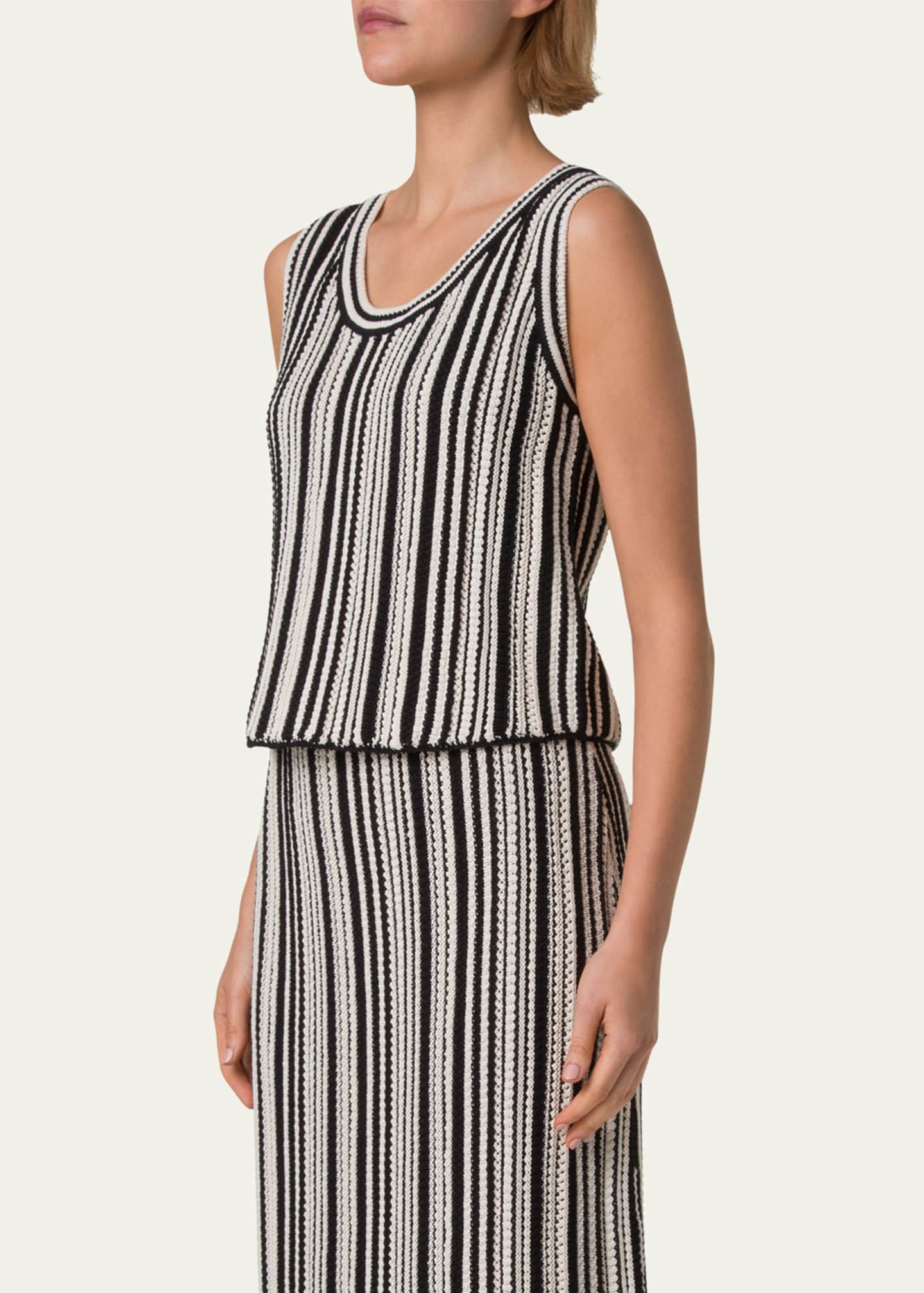 Akris punto Crochet Knit Stripe Cropped Top Image 4 of 5