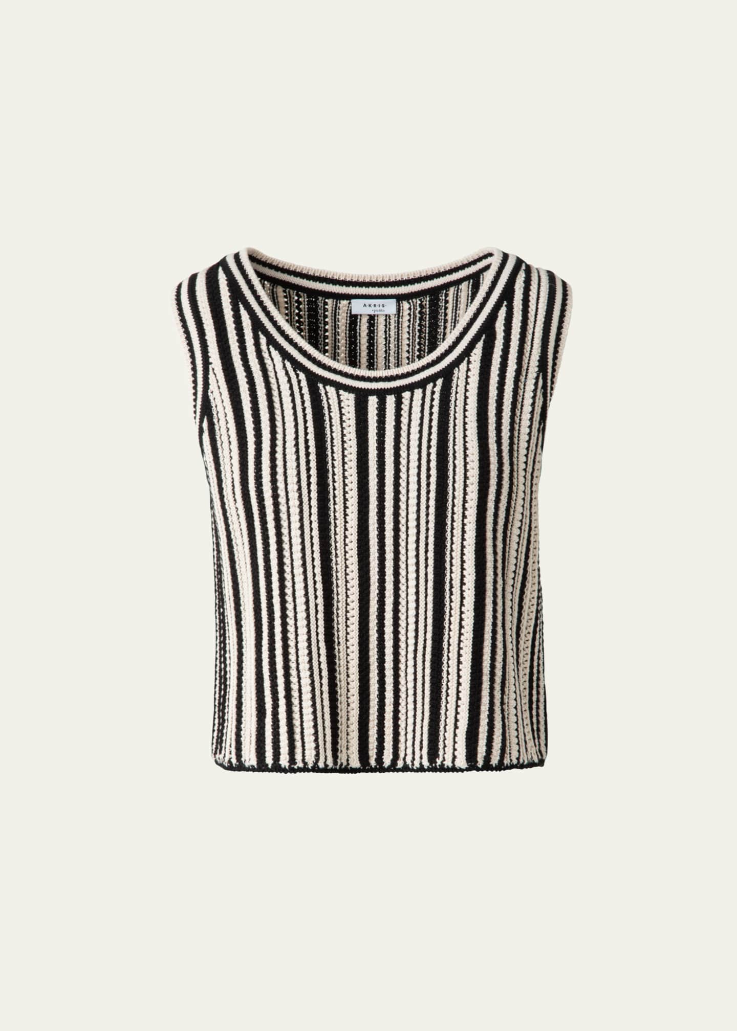Akris punto Crochet Knit Stripe Cropped Top Image 1 of 5