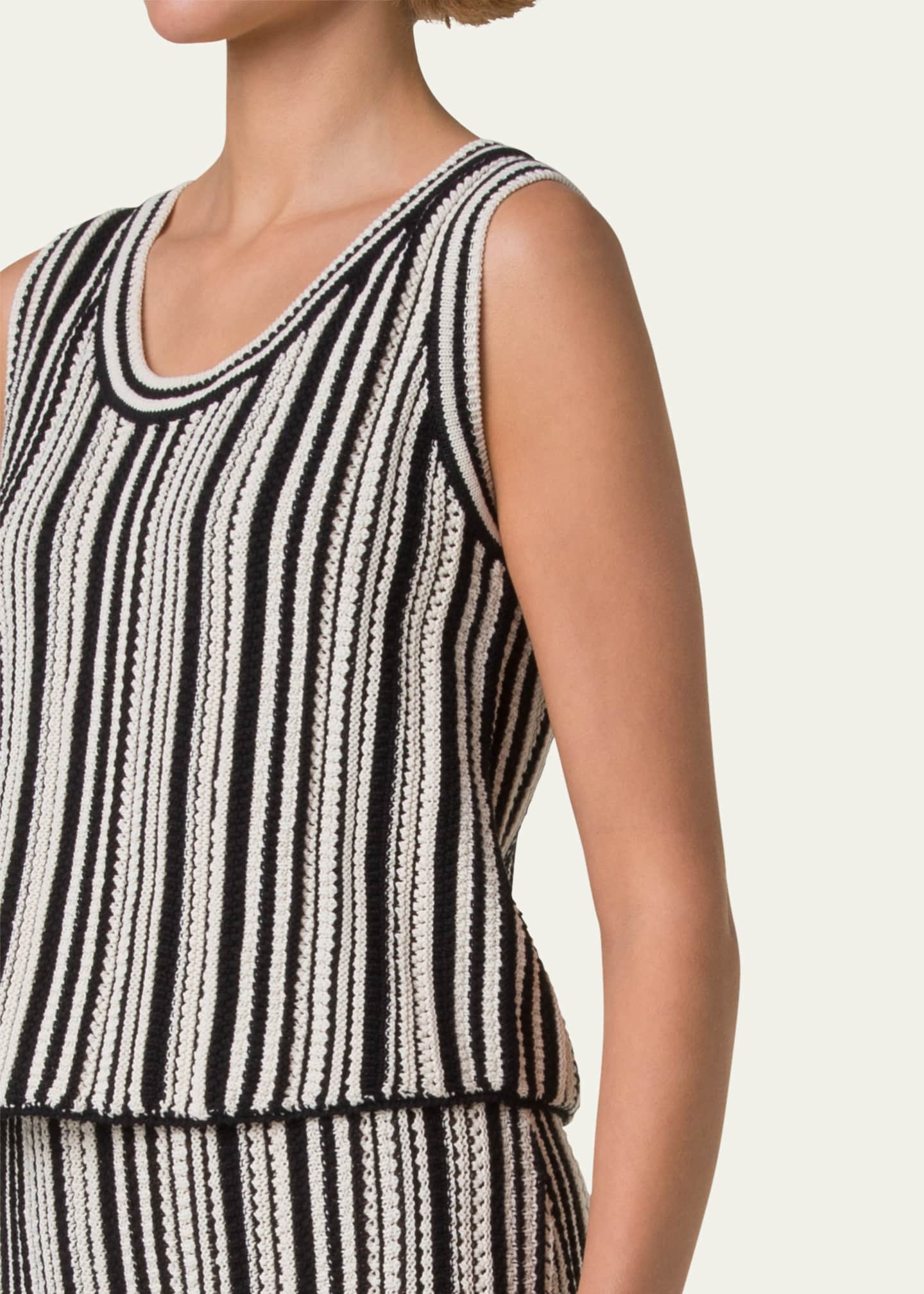 Akris punto Crochet Knit Stripe Cropped Top Image 5 of 5