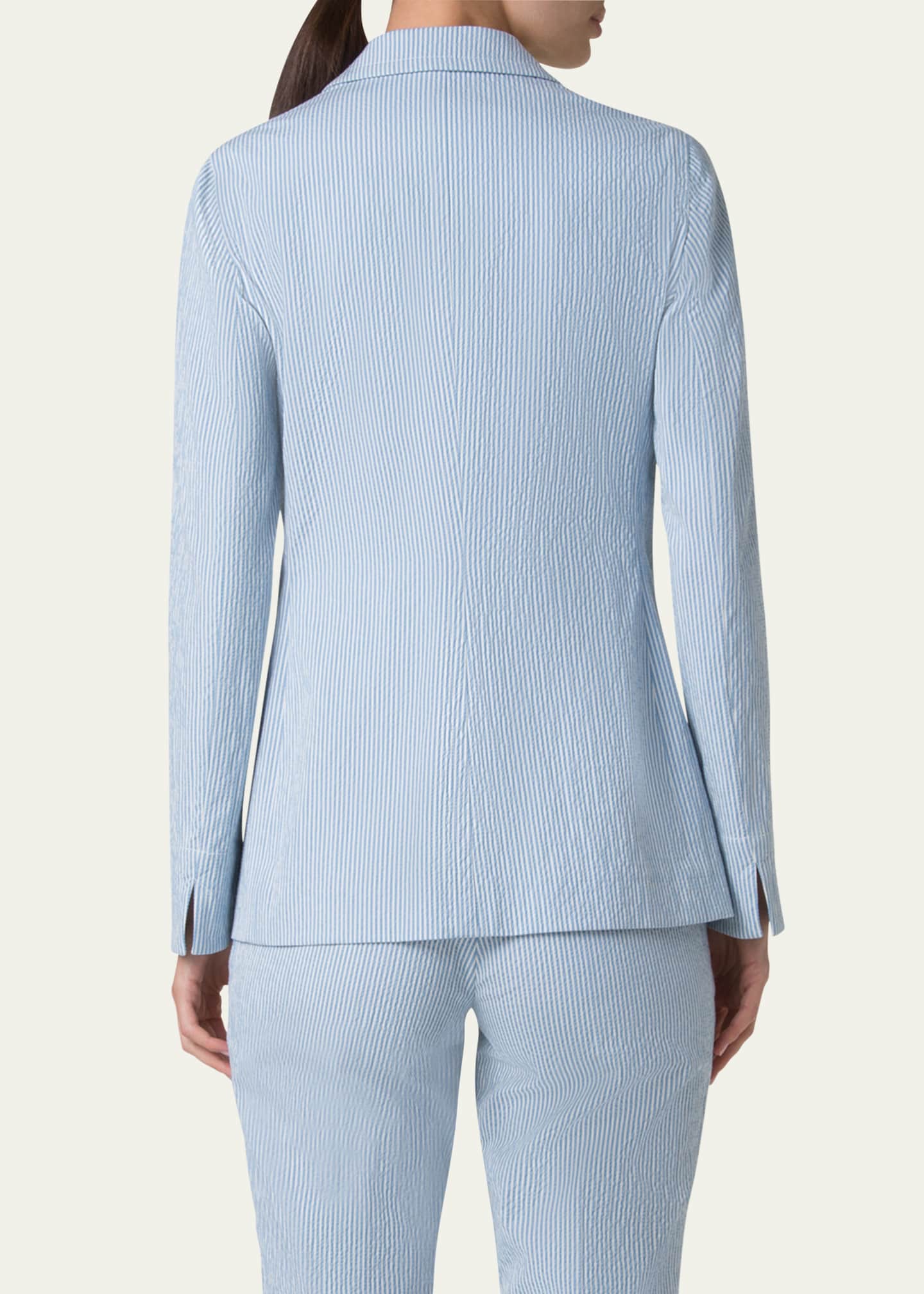 Akris punto Striped Seersucker Three Button Blazer Image 3 of 5