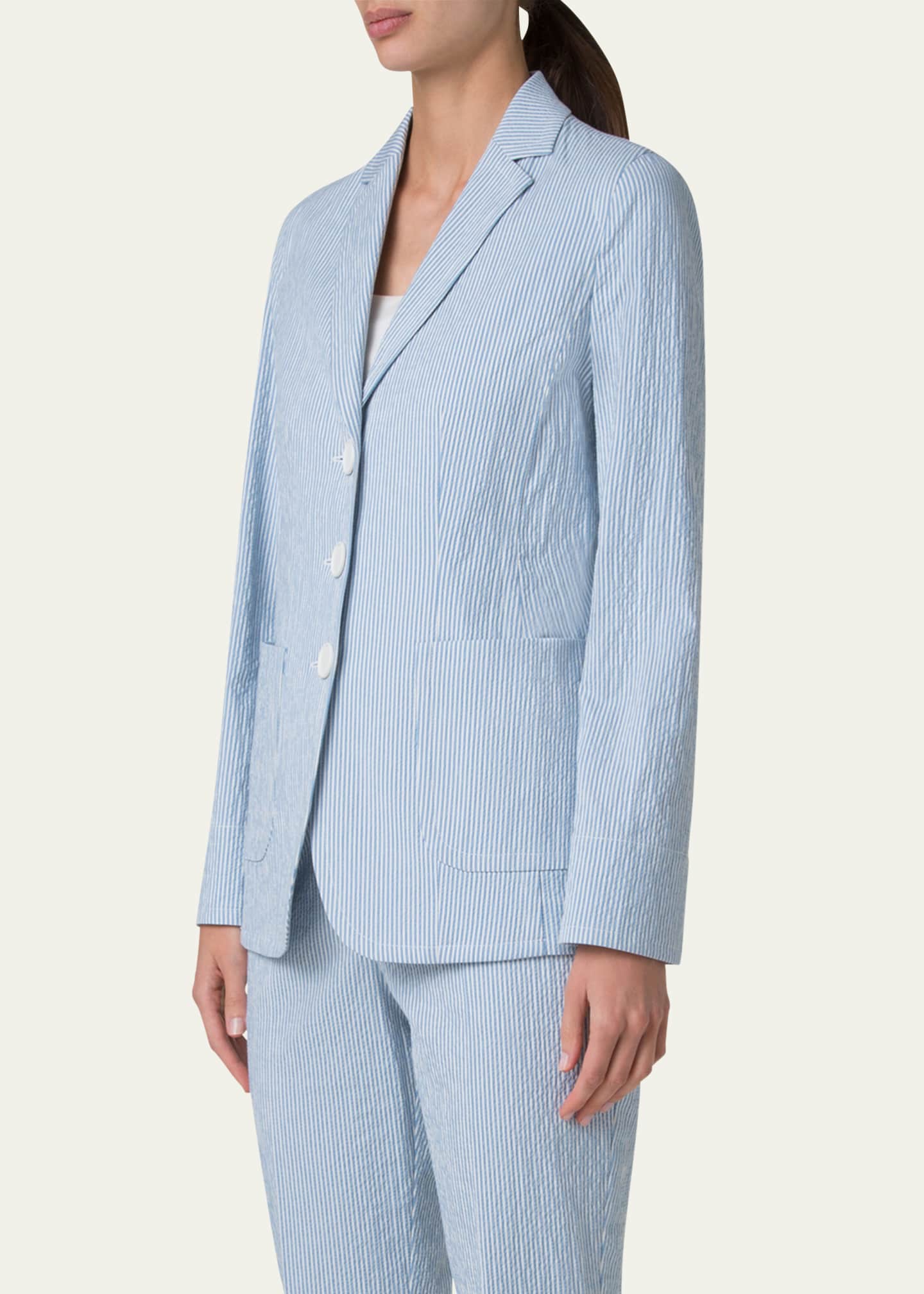 Akris punto Striped Seersucker Three Button Blazer Image 4 of 5