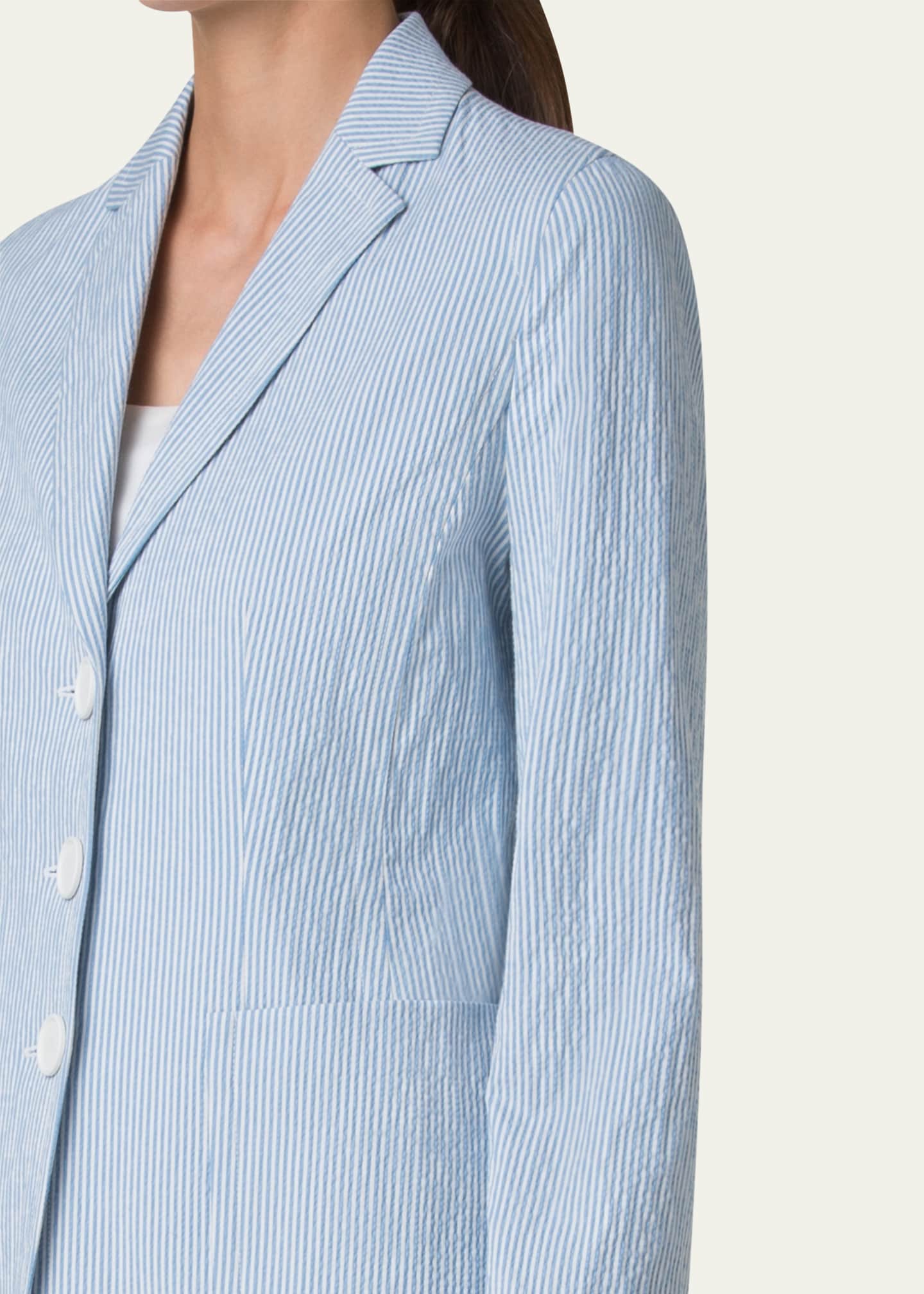 Akris punto Striped Seersucker Three Button Blazer Image 5 of 5